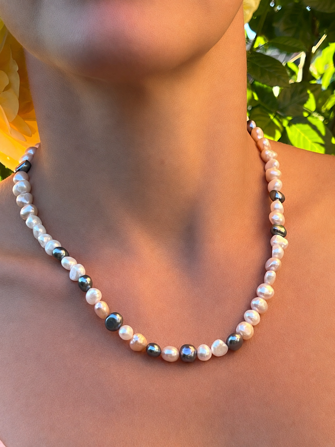 Perlenkette "Mondschimmer" · 925 Sterling Silber · Süßwasser Zuchtperlen