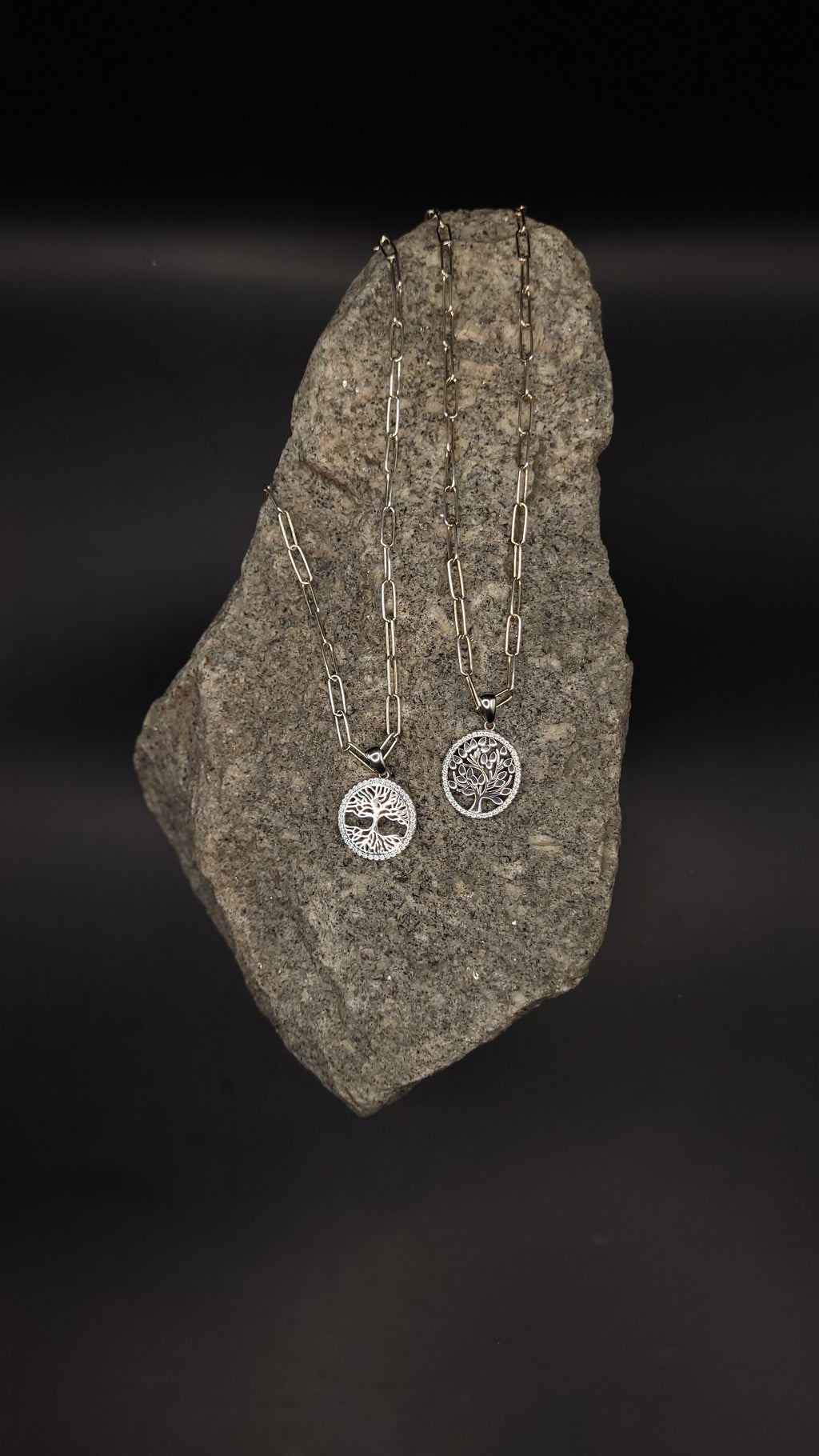 Paperclip-Kette "Lebensbaum" 925 Sterling Silber · bis 60 cm