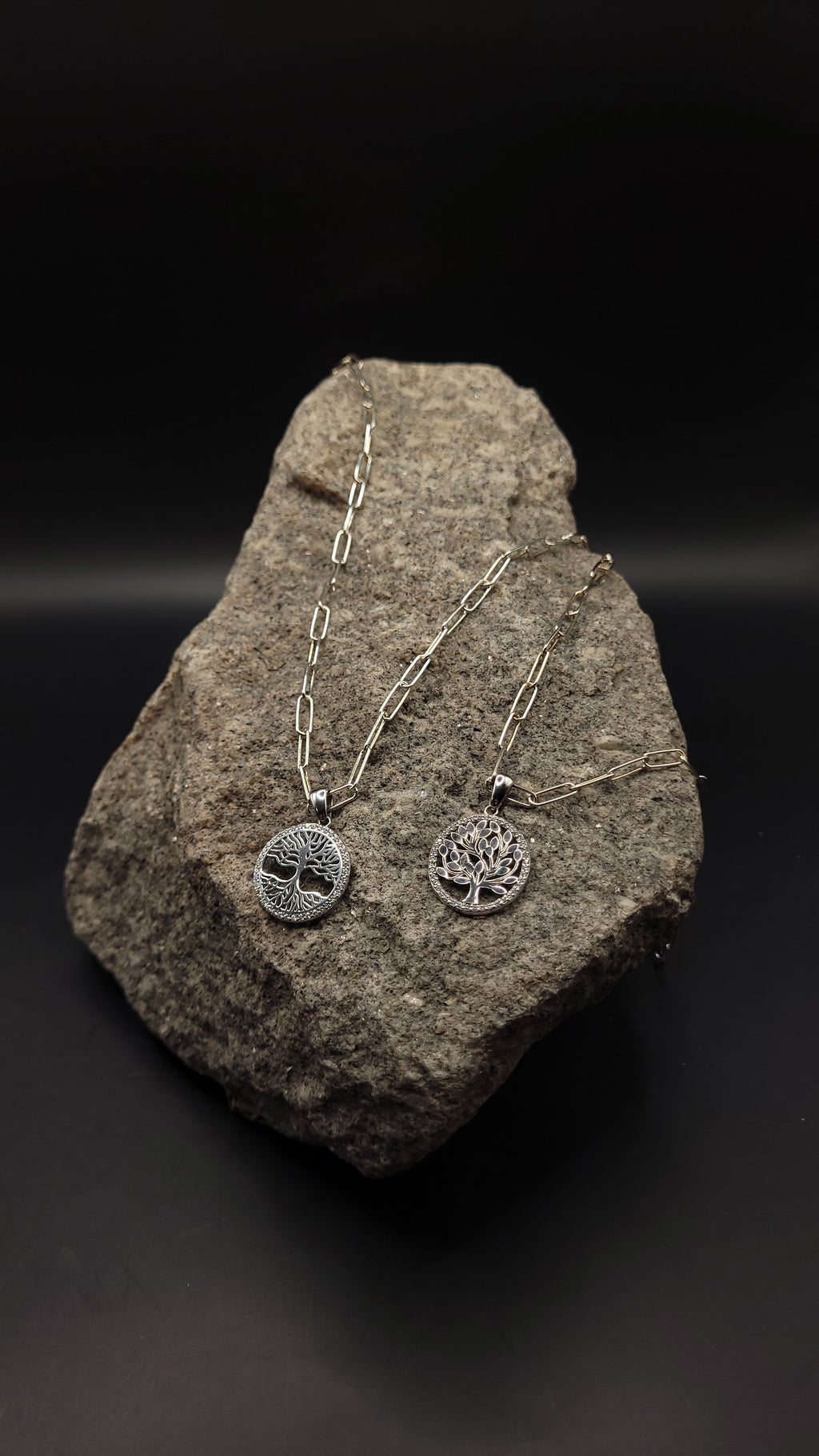 Paperclip-Kette "Lebensbaum" 925 Sterling Silber · bis 60 cm