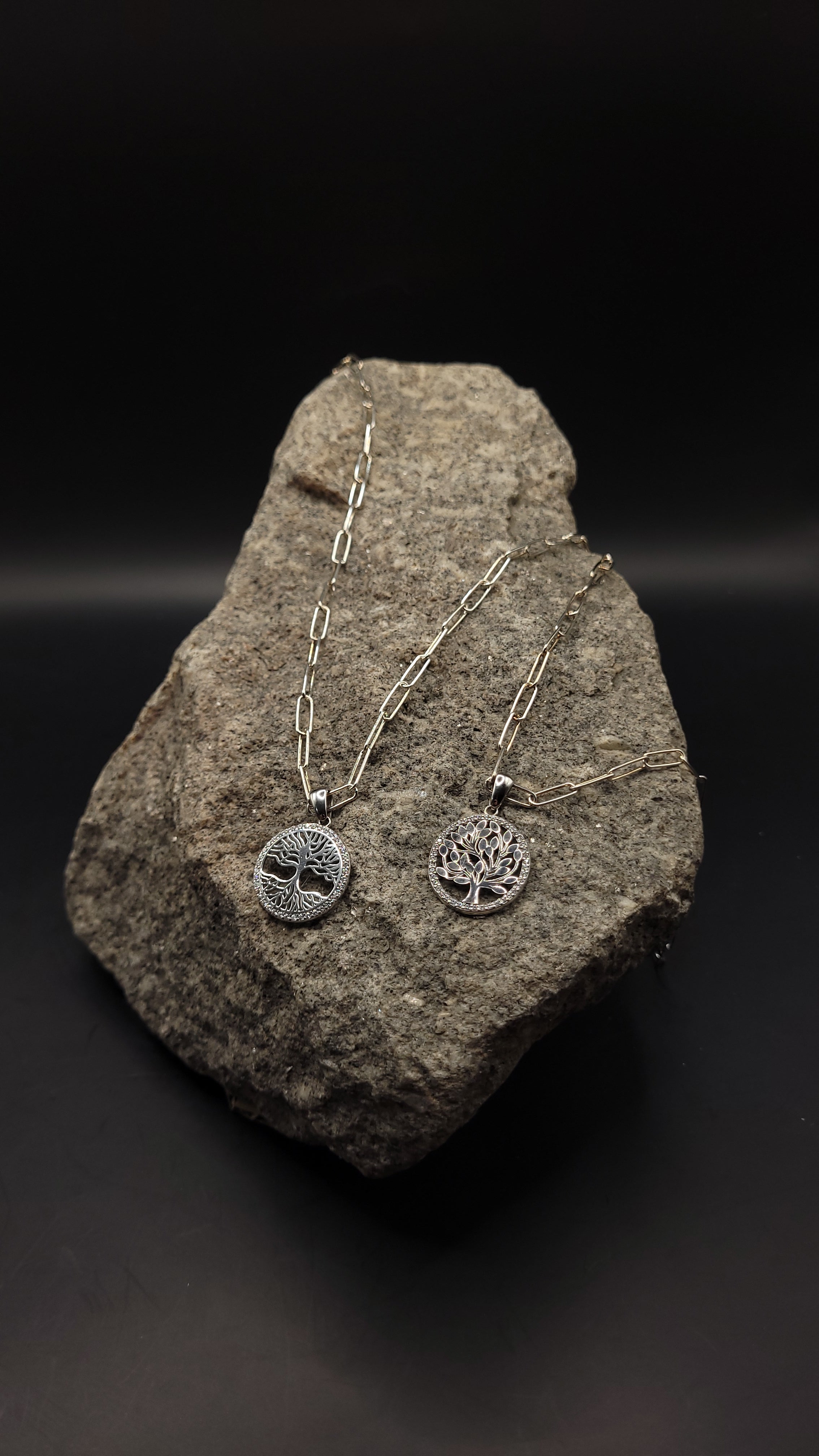 Paperclip-Kette "Lebensbaum" 925 Sterling Silber · bis 60 cm