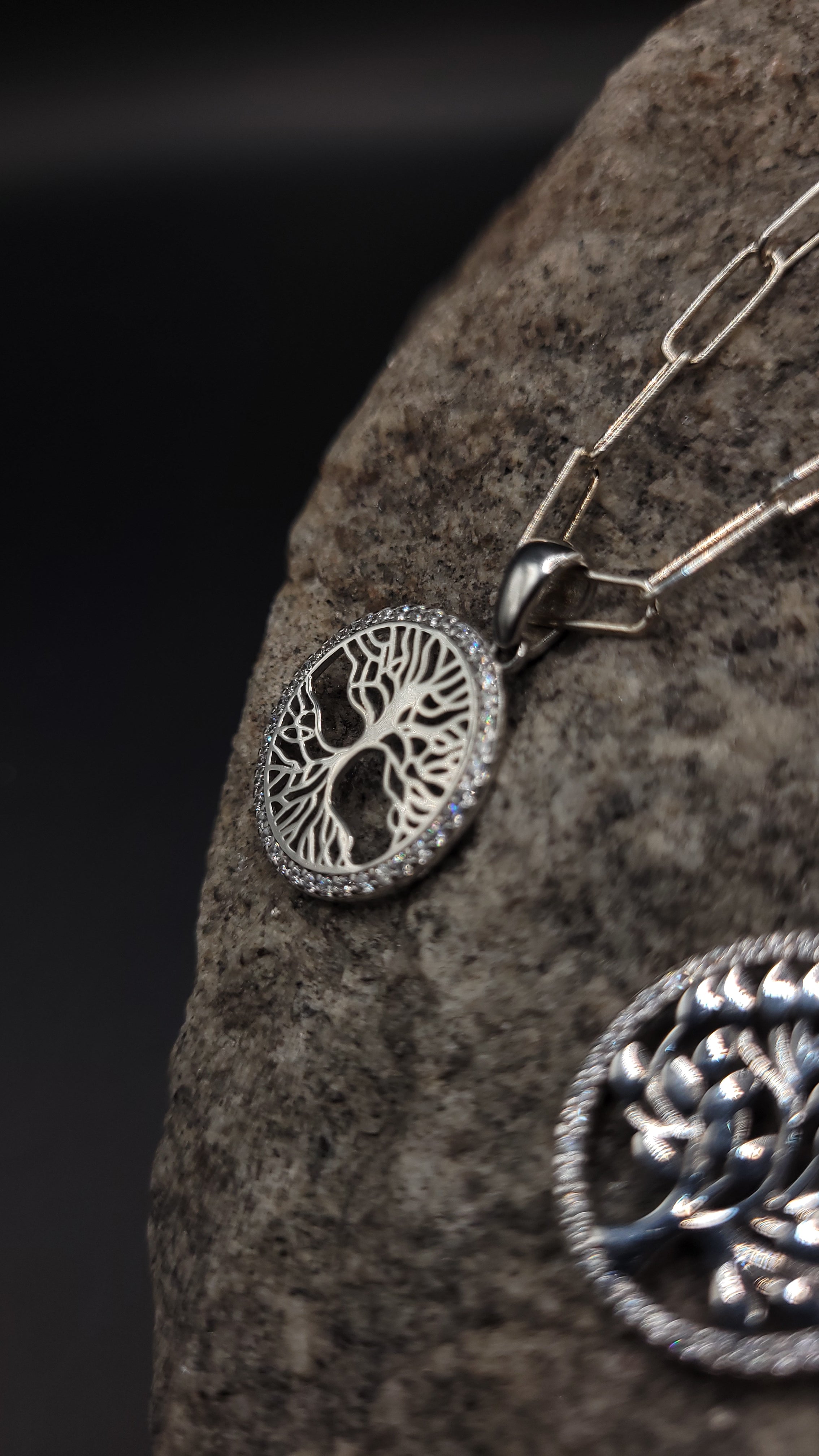 Paperclip-Kette "Lebensbaum" 925 Sterling Silber · bis 60 cm