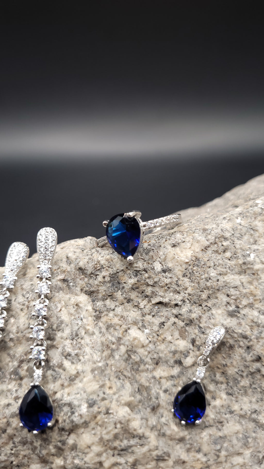 Schmuck-Set "Ozeanlicht" · 925 Sterling Silber · Zirkonia · Unikat