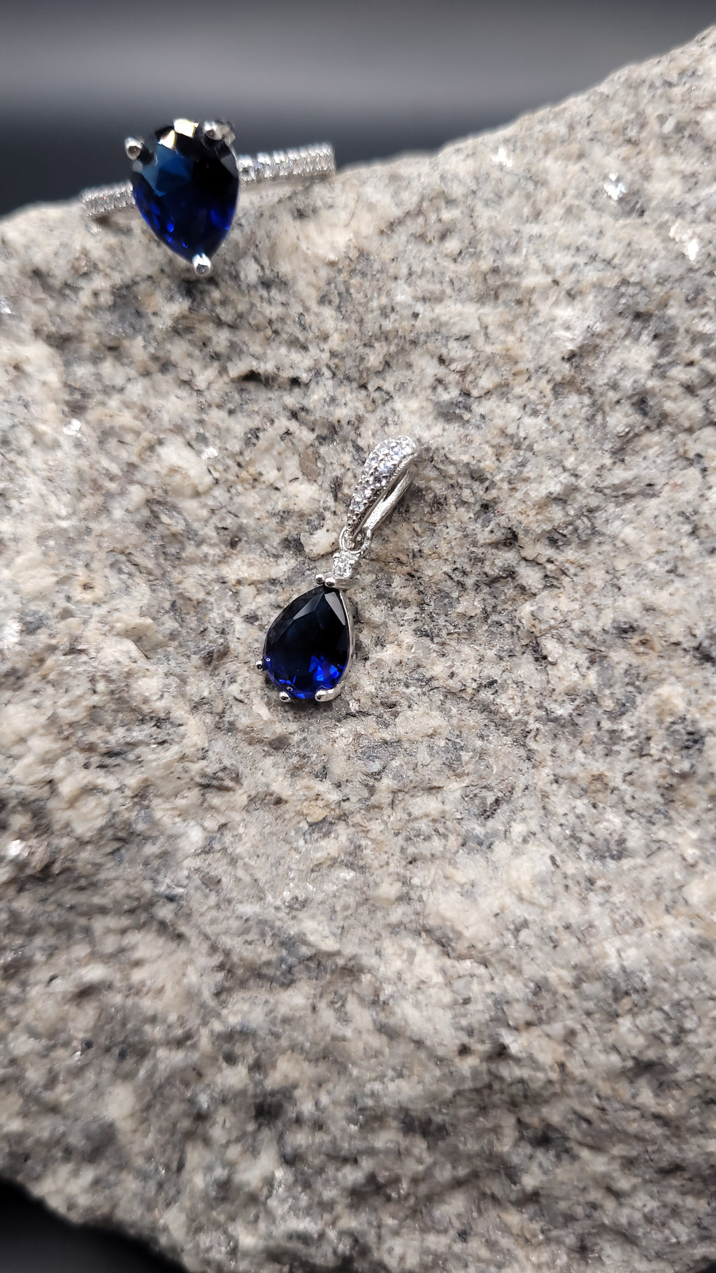 Schmuck-Set "Ozeanlicht" · 925 Sterling Silber · Zirkonia · Unikat