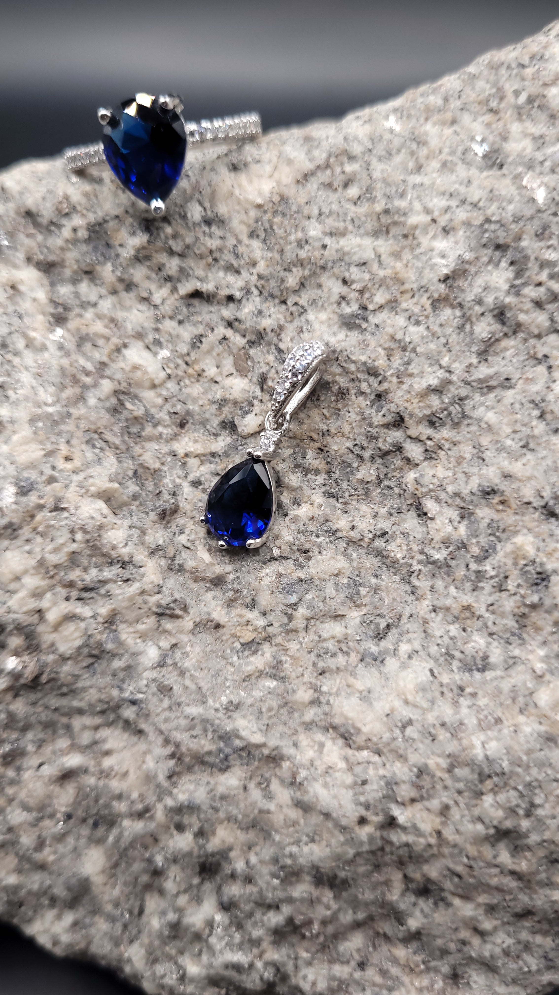 Schmuck-Set "Ozeanlicht" · 925 Sterling Silber · Zirkonia · Unikat
