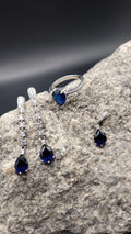 Schmuck-Set "Ozeanlicht" · 925 Sterling Silber · Zirkonia · Unikat