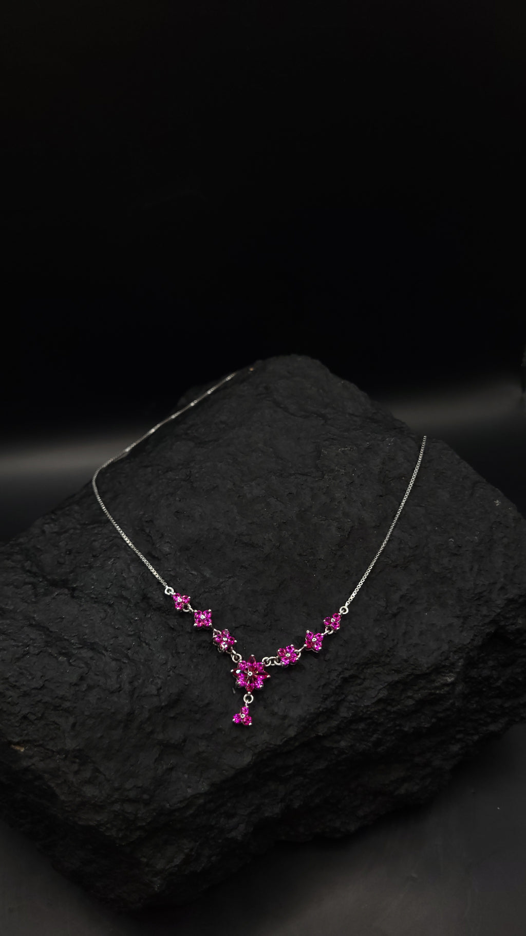 "Flower-Power" Collier oder Armband - 925 Sterling Silber - magenta Zirkonia