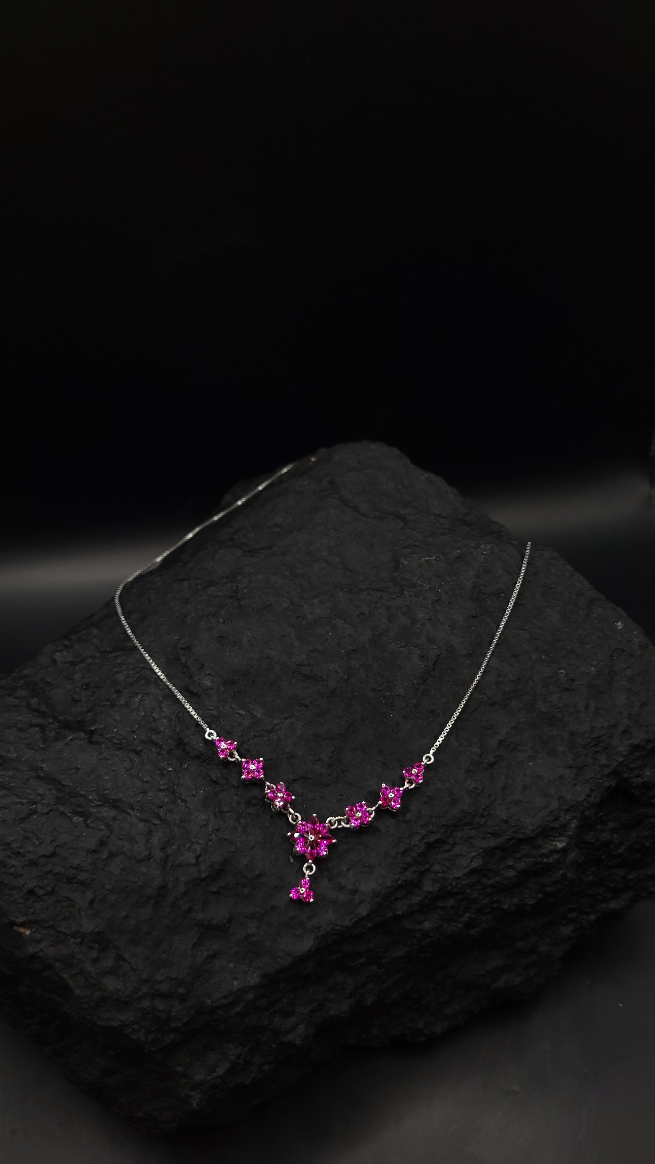 "Flower-Power" Collier oder Armband - 925 Sterling Silber - magenta Zirkonia