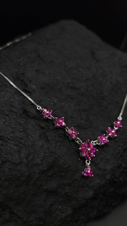 "Flower-Power" Collier oder Armband - 925 Sterling Silber - magenta Zirkonia