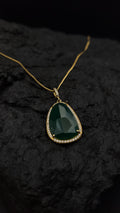 Halskette "grünes Auge" · 925 Sterling Silber · Gelbgold vergoldet