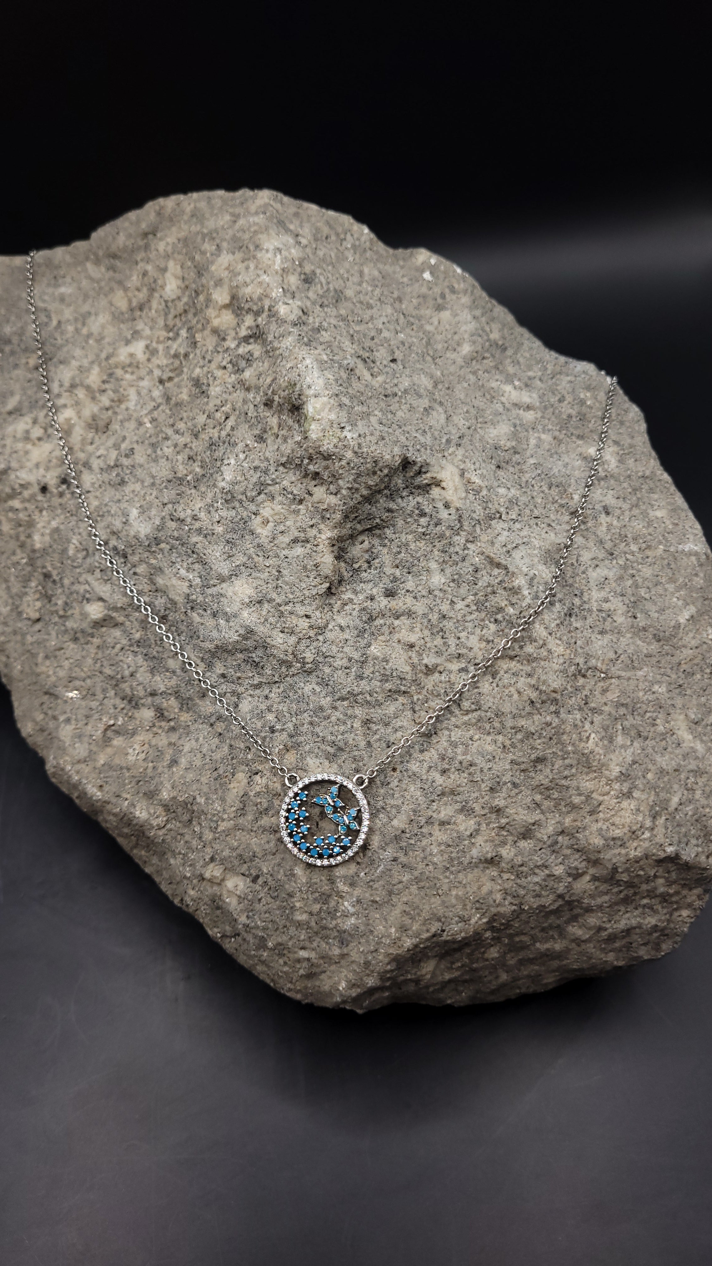 Collier "Schmetterling" · 925 Sterling Silber · Edelsteine · Türkise