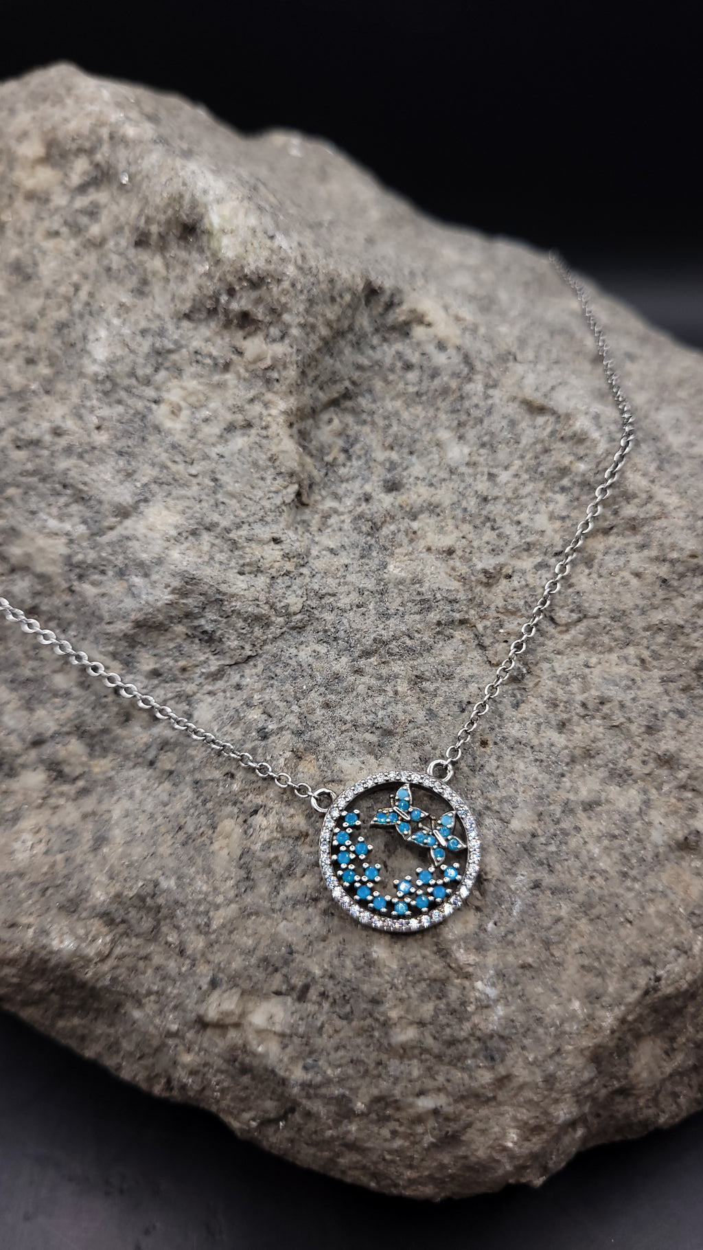 Collier "Schmetterling" · 925 Sterling Silber · Edelsteine · Türkise