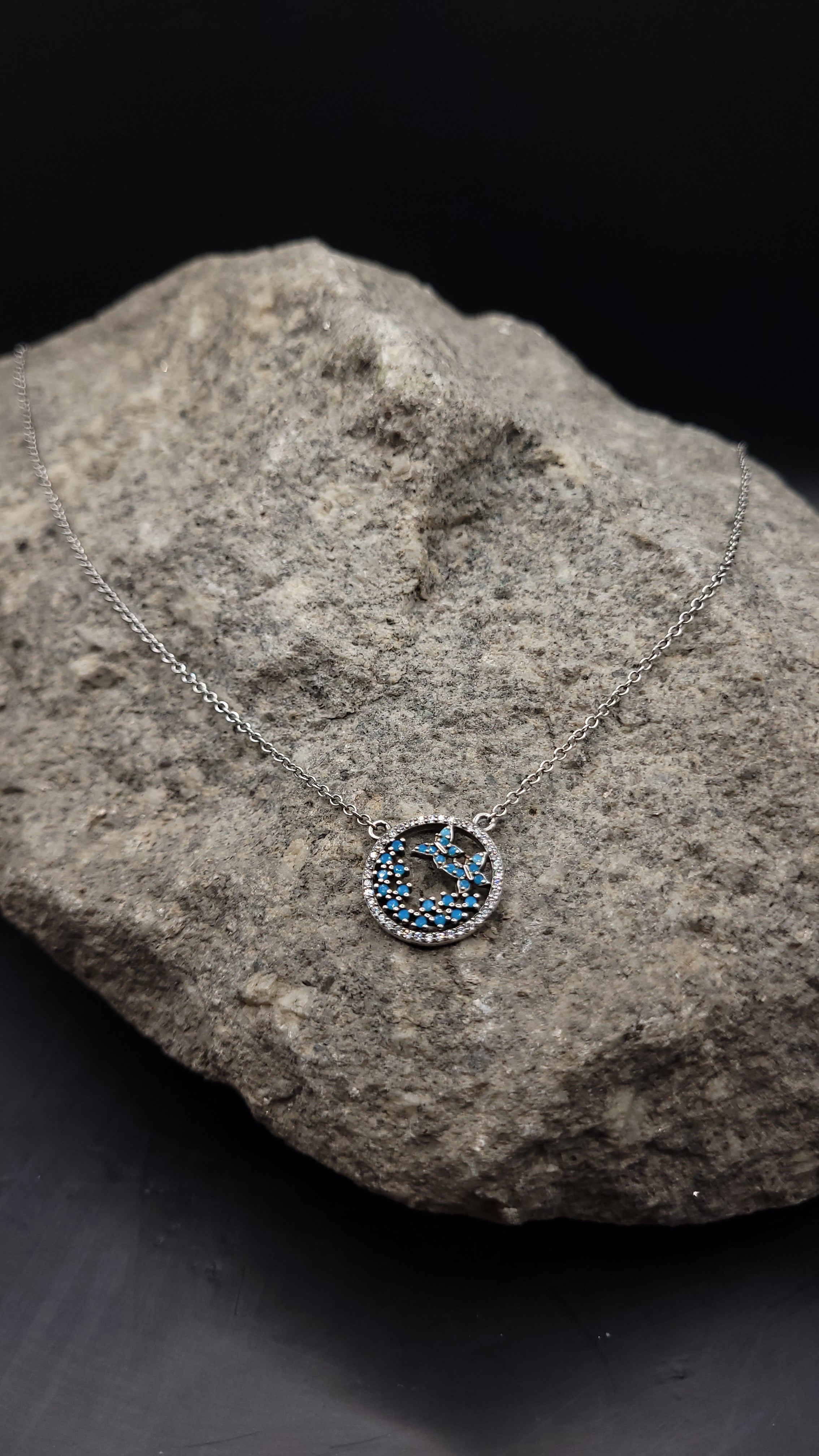 Collier "Schmetterling" · 925 Sterling Silber · Edelsteine · Türkise