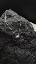 Collier "bunter Schmetterling" · 925 Sterling Silber · Edelsteine · Saphir, Türkis, Rubin, Citrin