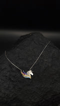 Collier "Einhorn" · 925 Sterling Silber · Edelsteine · Saphir, Türkis, Rubin, Citrin