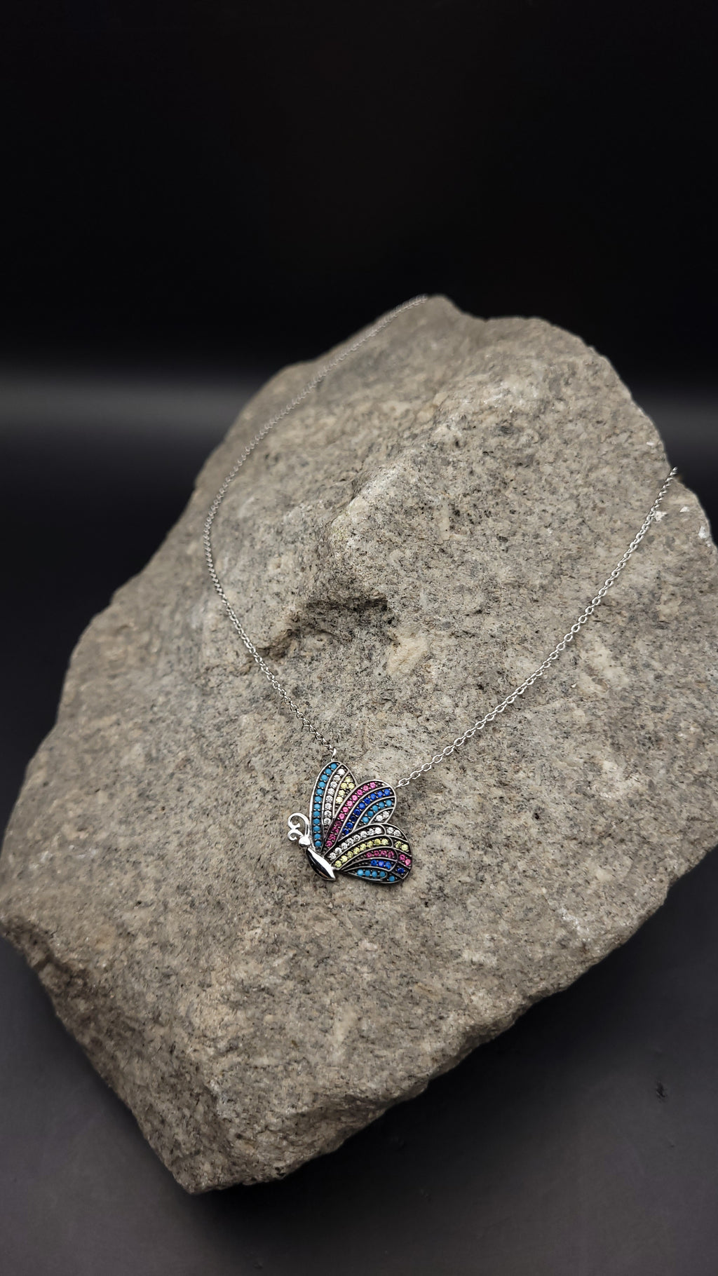 Collier "Butterfly" · 925 Sterling Silber · Edelsteine · Saphir, Türkis, Rubin, Citrin