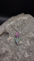 Collier "Tulpe" · 925 Sterling Silber · Edelsteine: Rubin, Smaragd