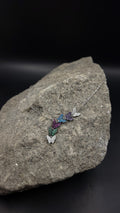 Y-Collier "Butterfly Power" · 925 Sterling Silber · Edelsteine: Amethyst, Türkis, Rubin, Smaragd