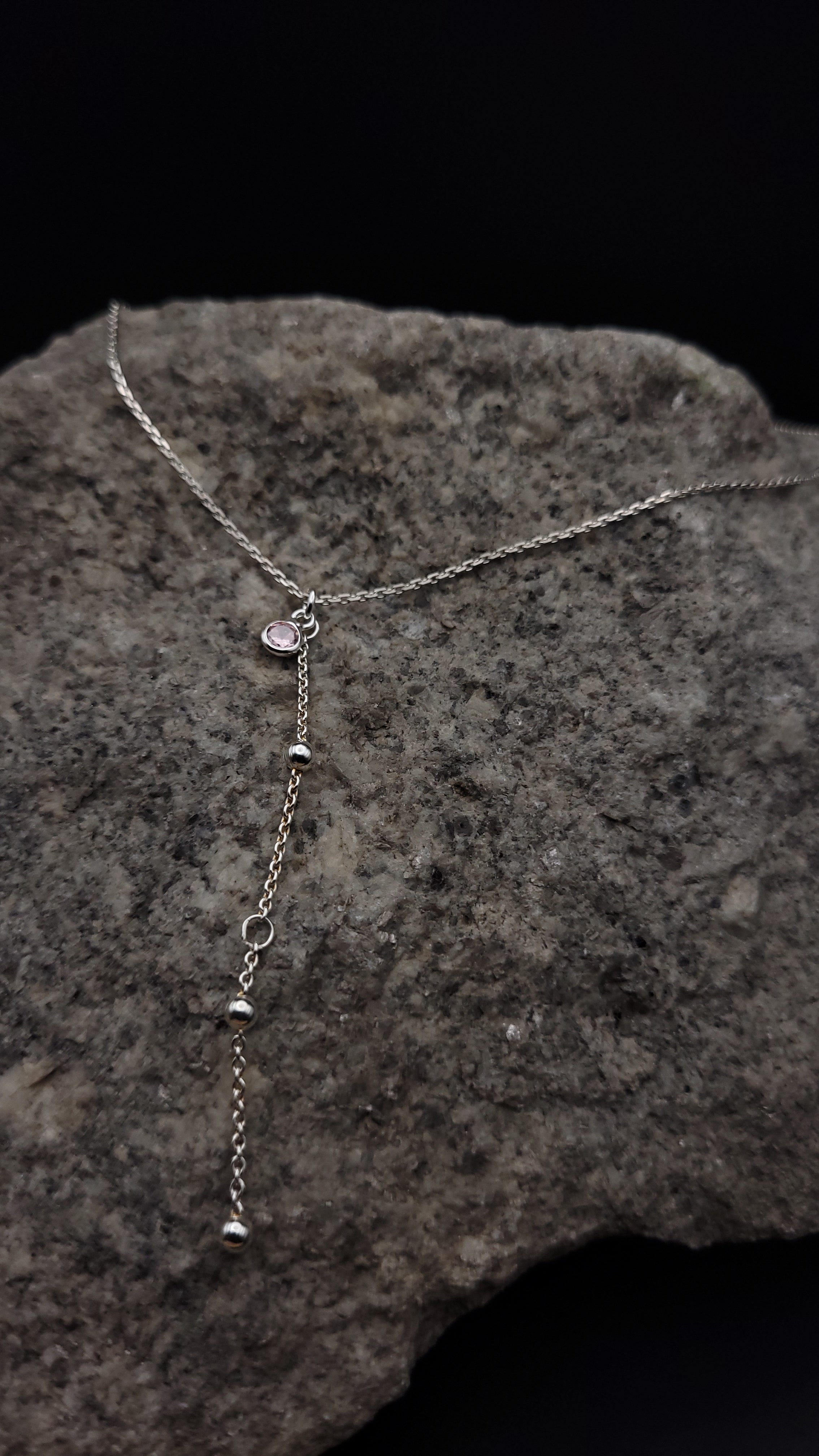 Y-Collier "zartes Rosa" · 925 Sterling Silber · rosa Zirkonia