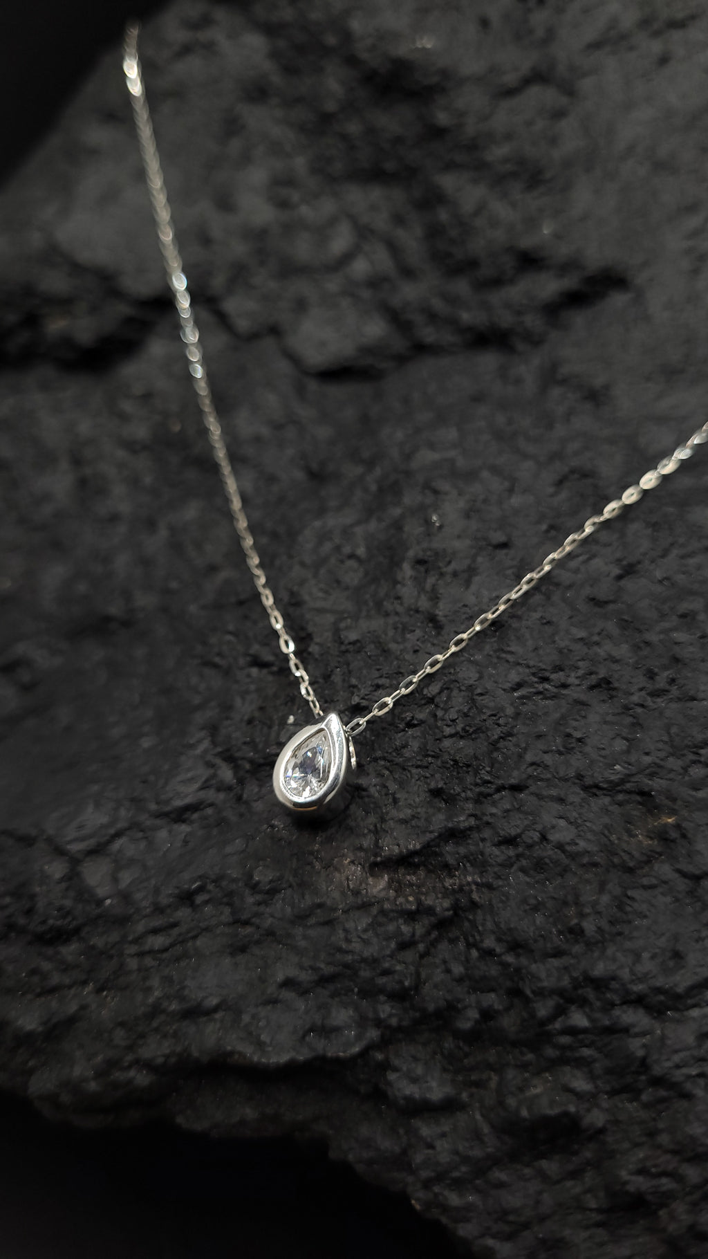 Halskette "Drop" - 925 Sterling Silber - weißer Zirkonia