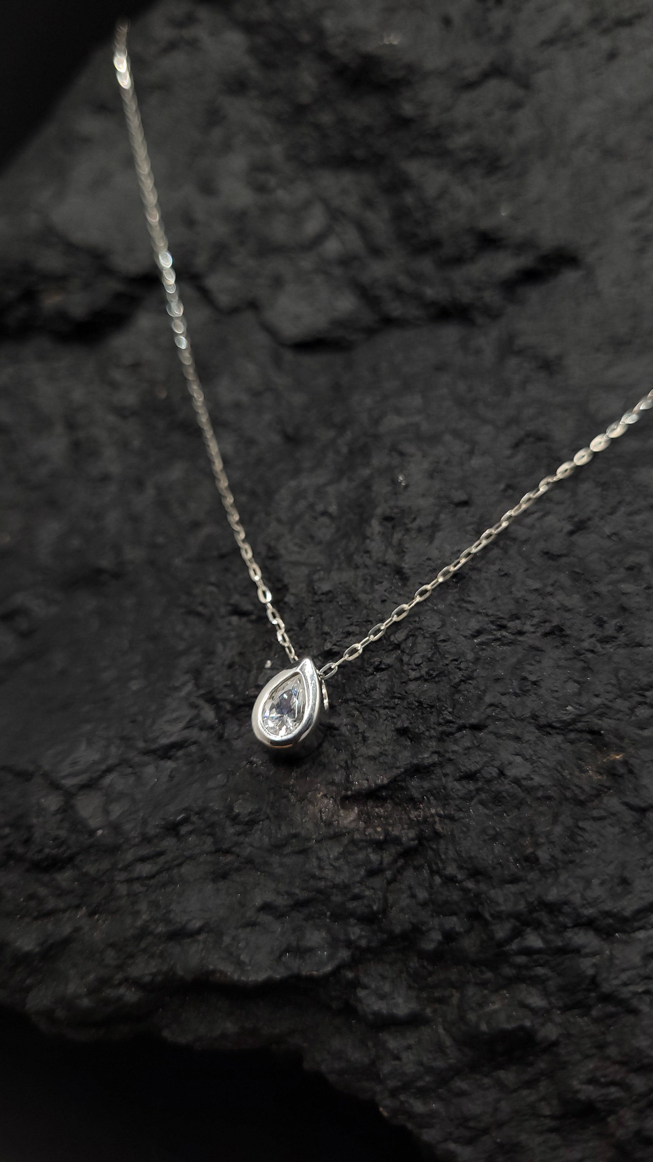 Halskette "Drop" - 925 Sterling Silber - weißer Zirkonia