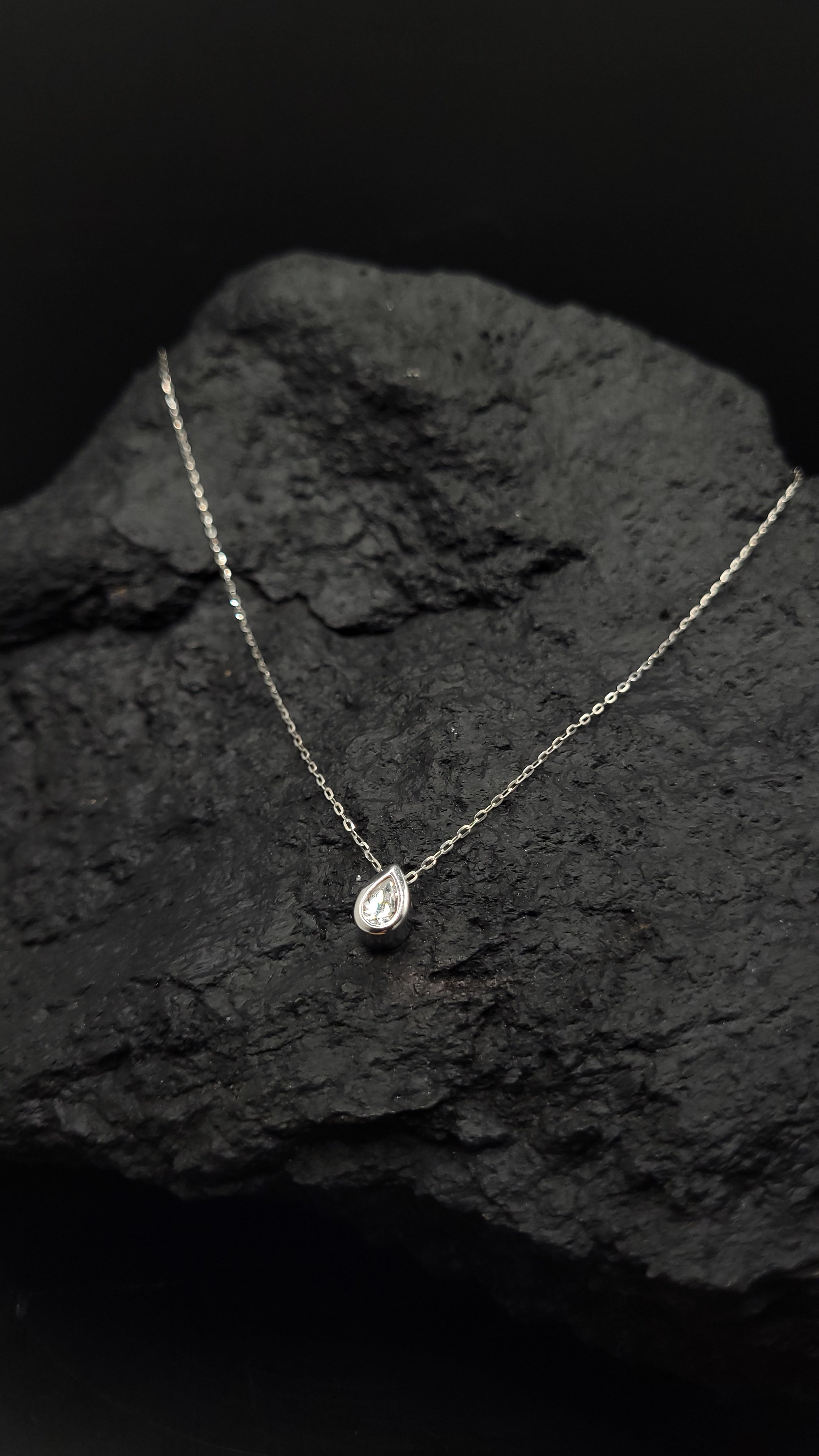 Halskette "Drop" - 925 Sterling Silber - weißer Zirkonia