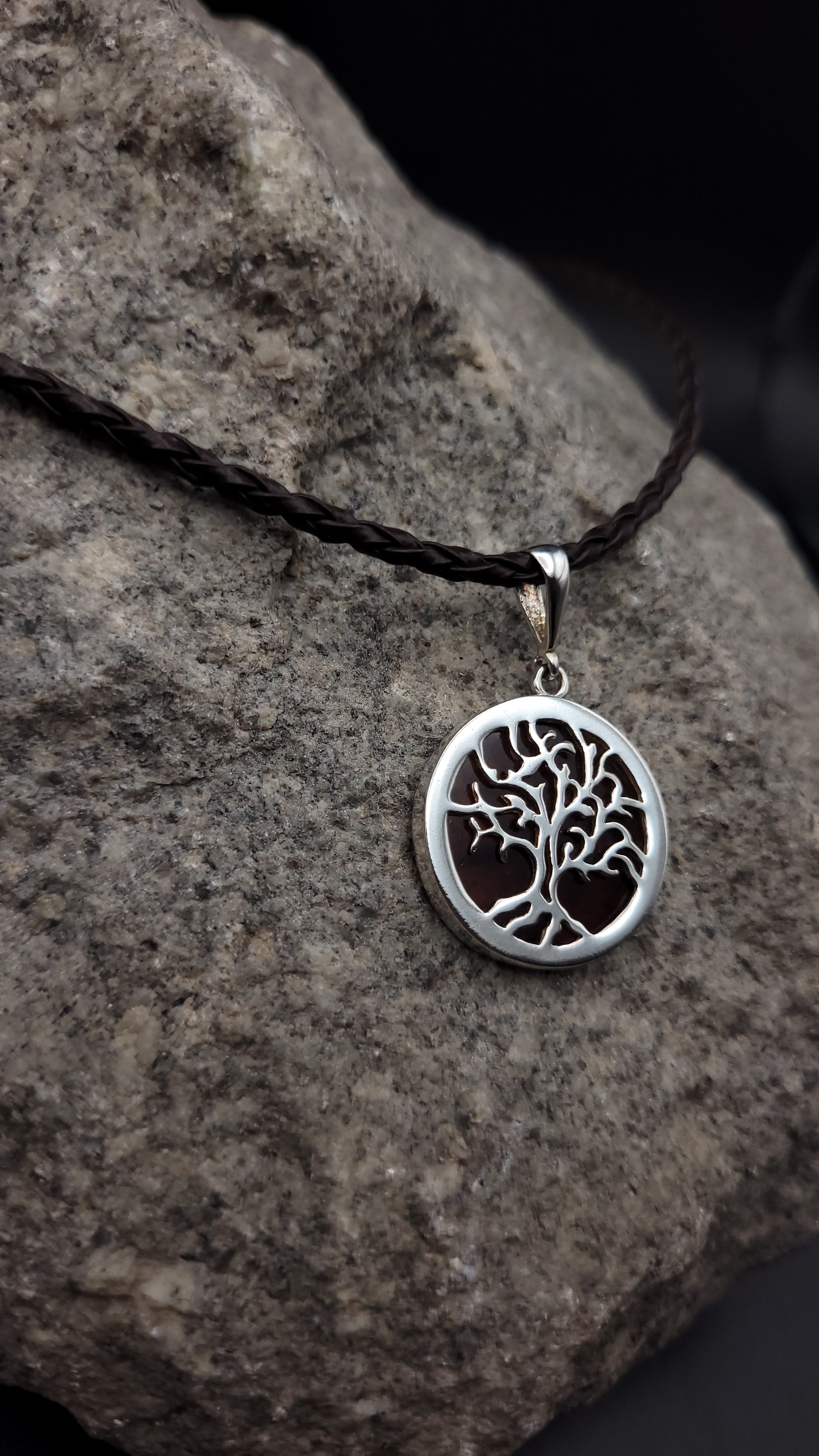 Collier "Amber Tree" · 925 Sterling Silber · Naturbernstein · 55 cm · Einzelstück