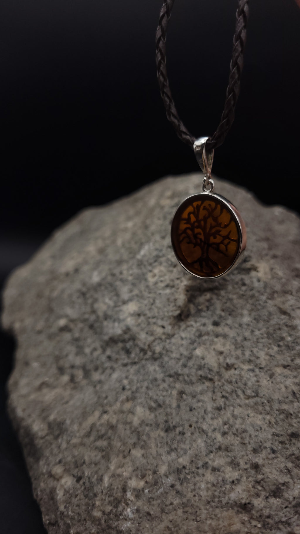 Collier "Amber Tree" · 925 Sterling Silber · Naturbernstein · 55 cm · Einzelstück