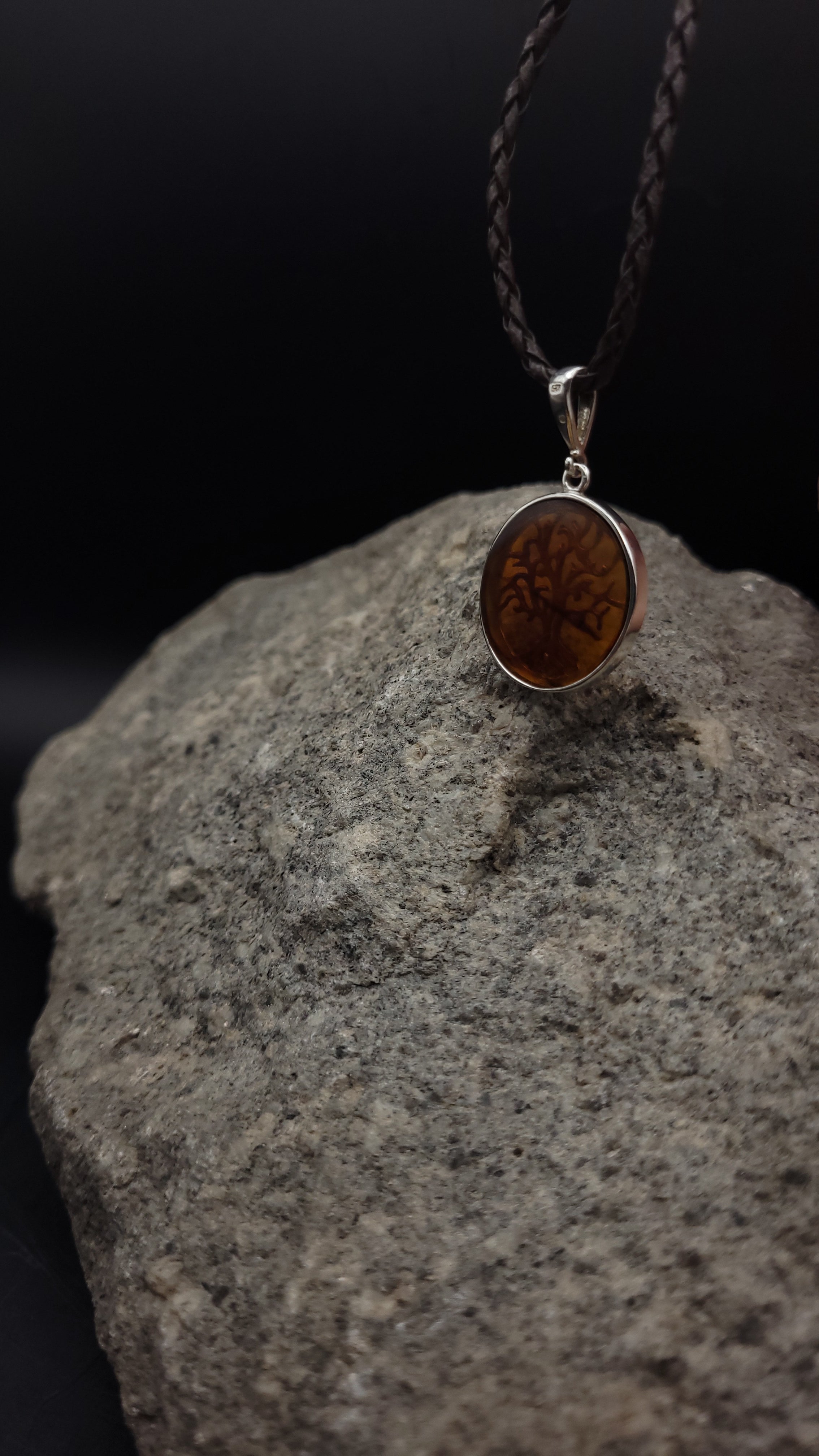 Collier "Amber Tree" · 925 Sterling Silber · Naturbernstein · 55 cm · Einzelstück