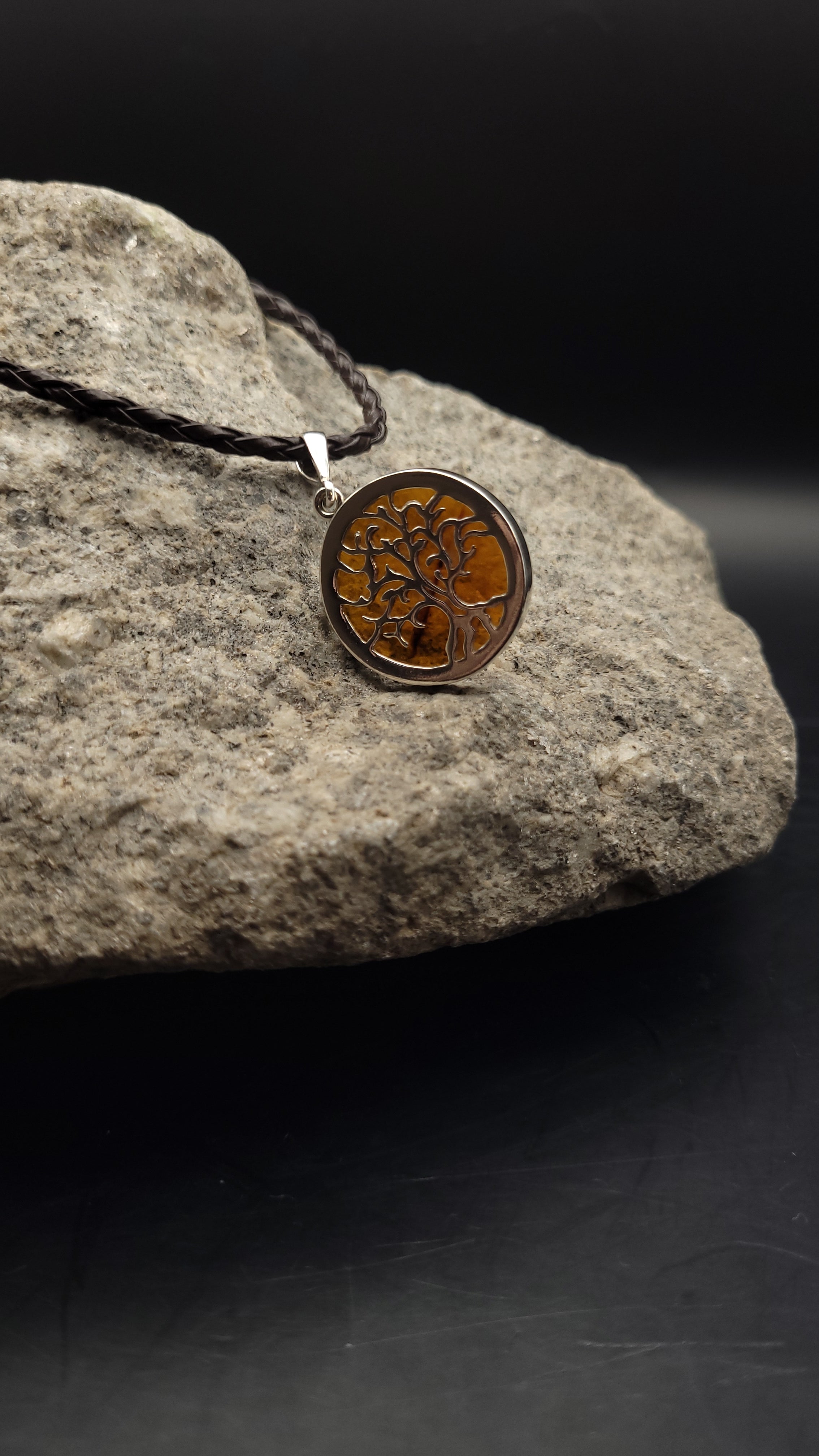 Collier "Amber Tree" · 925 Sterling Silber · Naturbernstein · 55 cm · Einzelstück