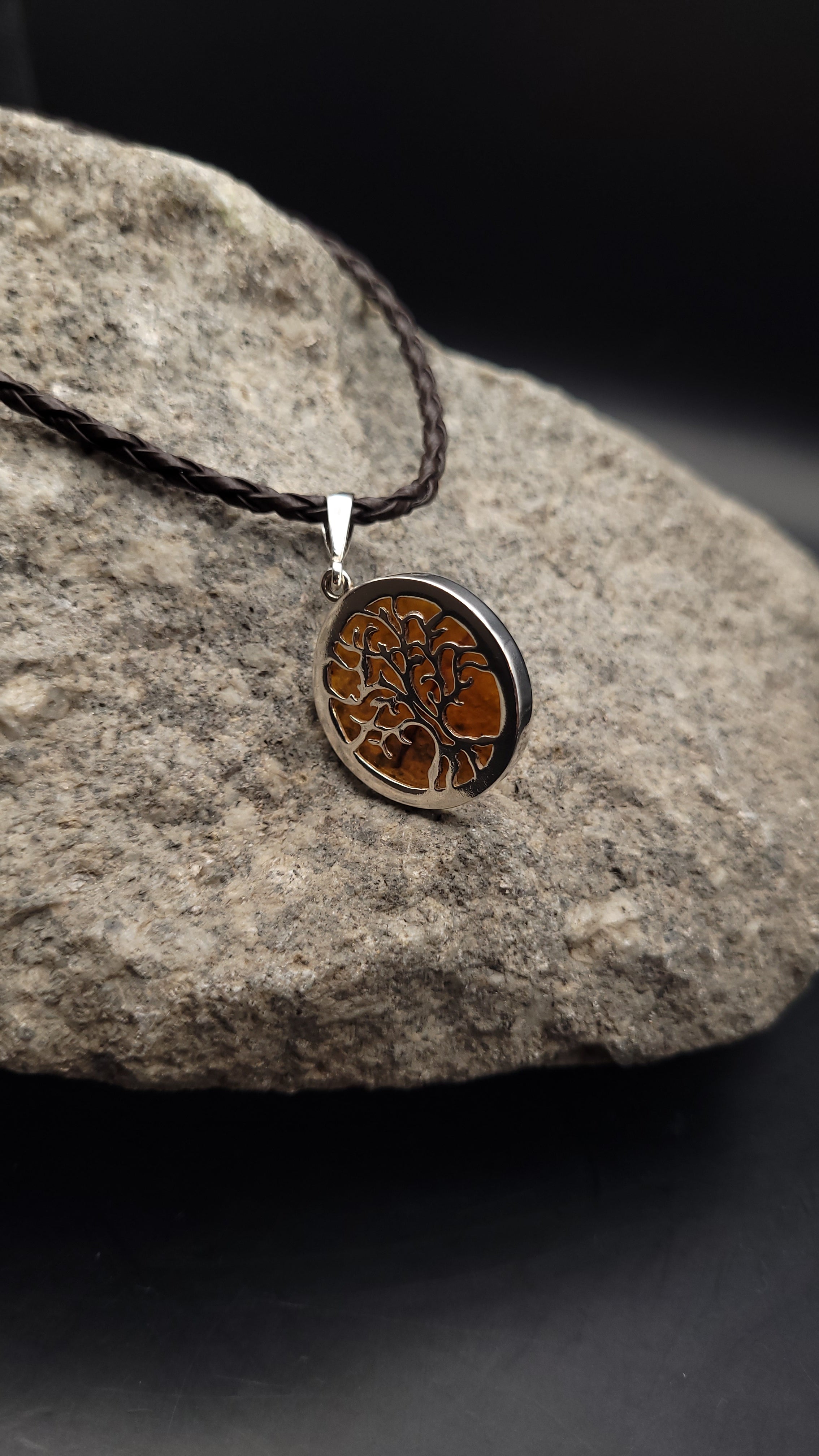 Collier "Amber Tree" · 925 Sterling Silber · Naturbernstein · 55 cm · Einzelstück