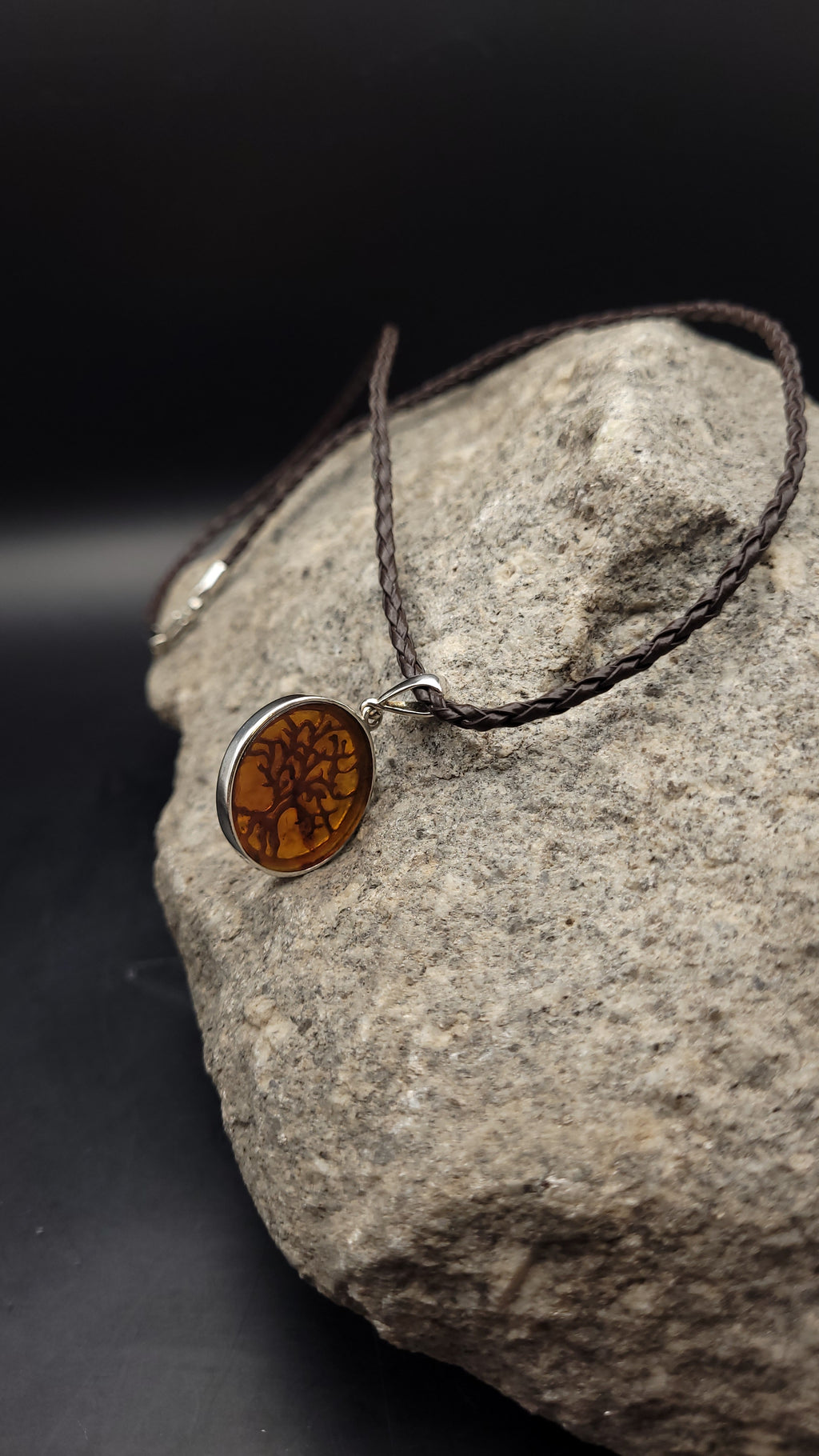 Collier "Amber Tree" · 925 Sterling Silber · Naturbernstein · 55 cm · Einzelstück