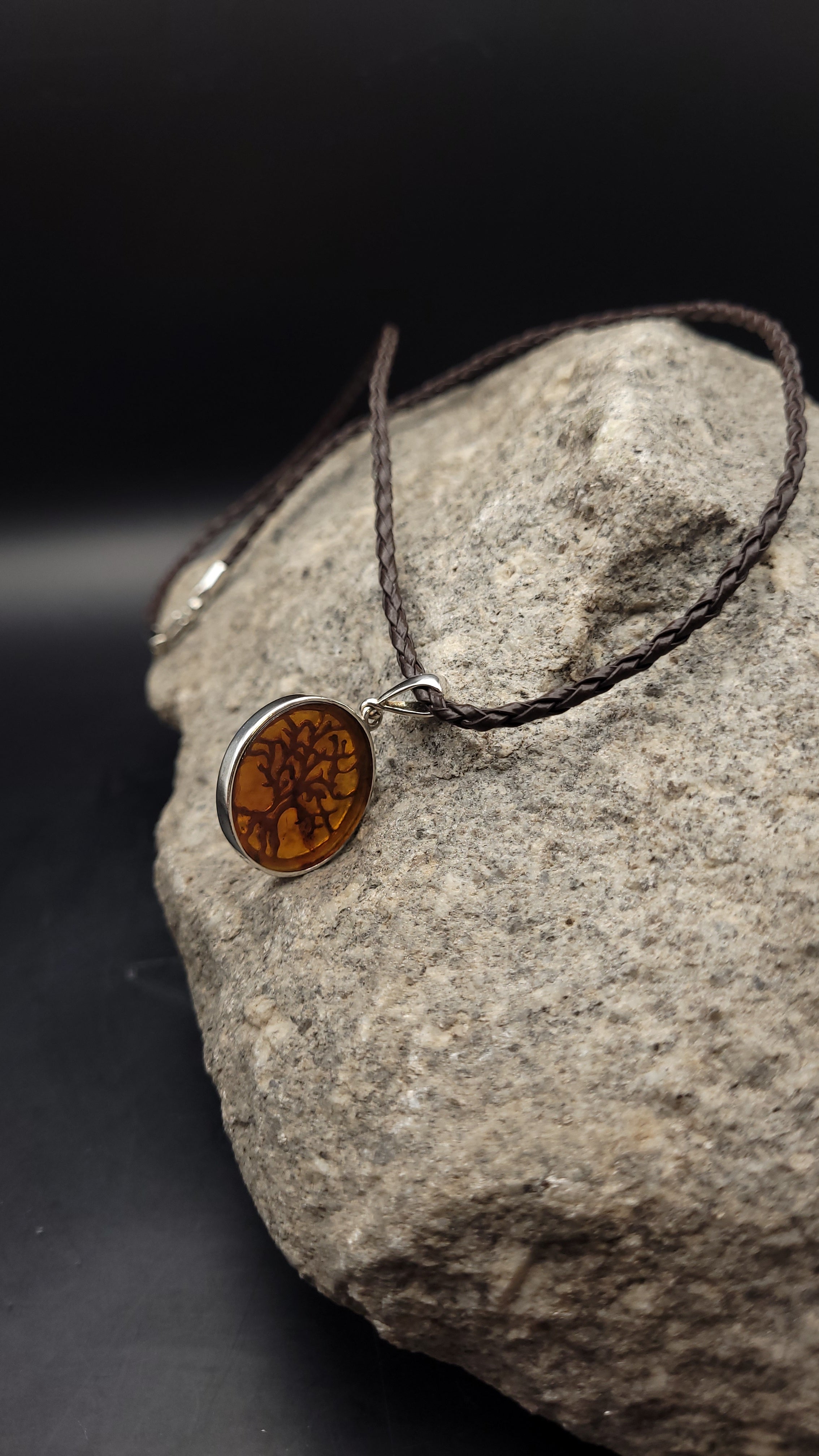 Collier "Amber Tree" · 925 Sterling Silber · Naturbernstein · 55 cm · Einzelstück