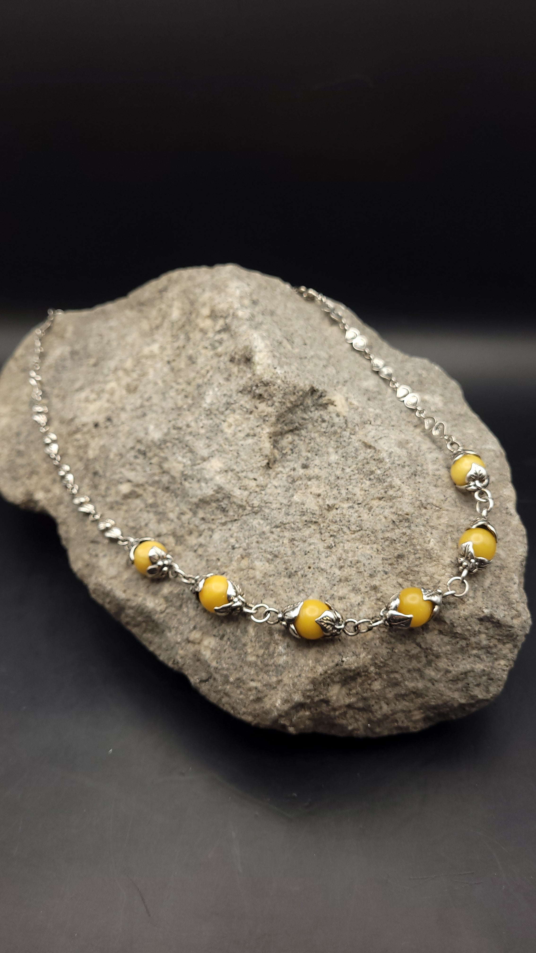 Collier "Sonnengold" · 925 Sterling Silber · Honigbernstein · Unikat