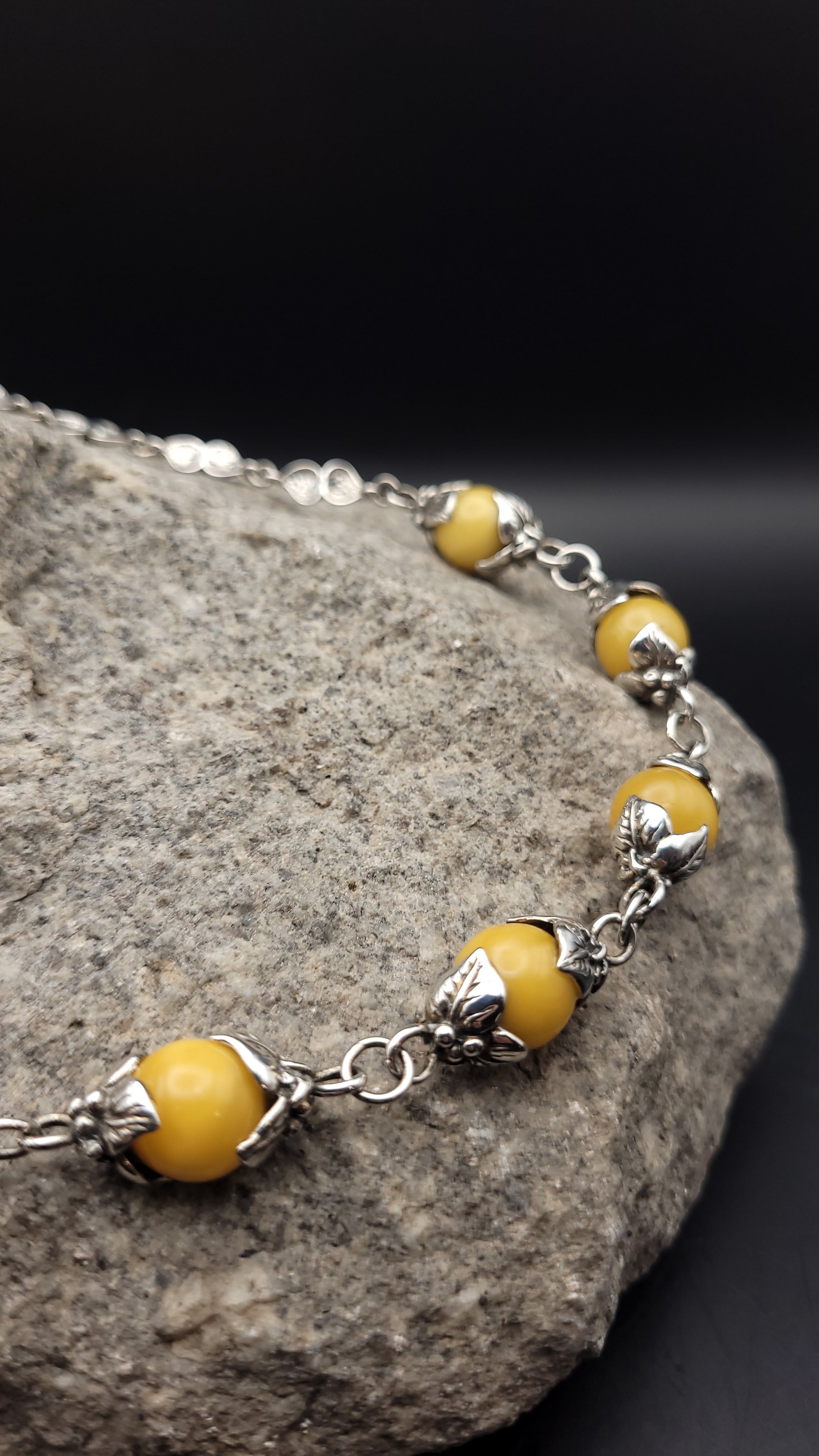 Collier "Sonnengold" · 925 Sterling Silber · Honigbernstein · Unikat