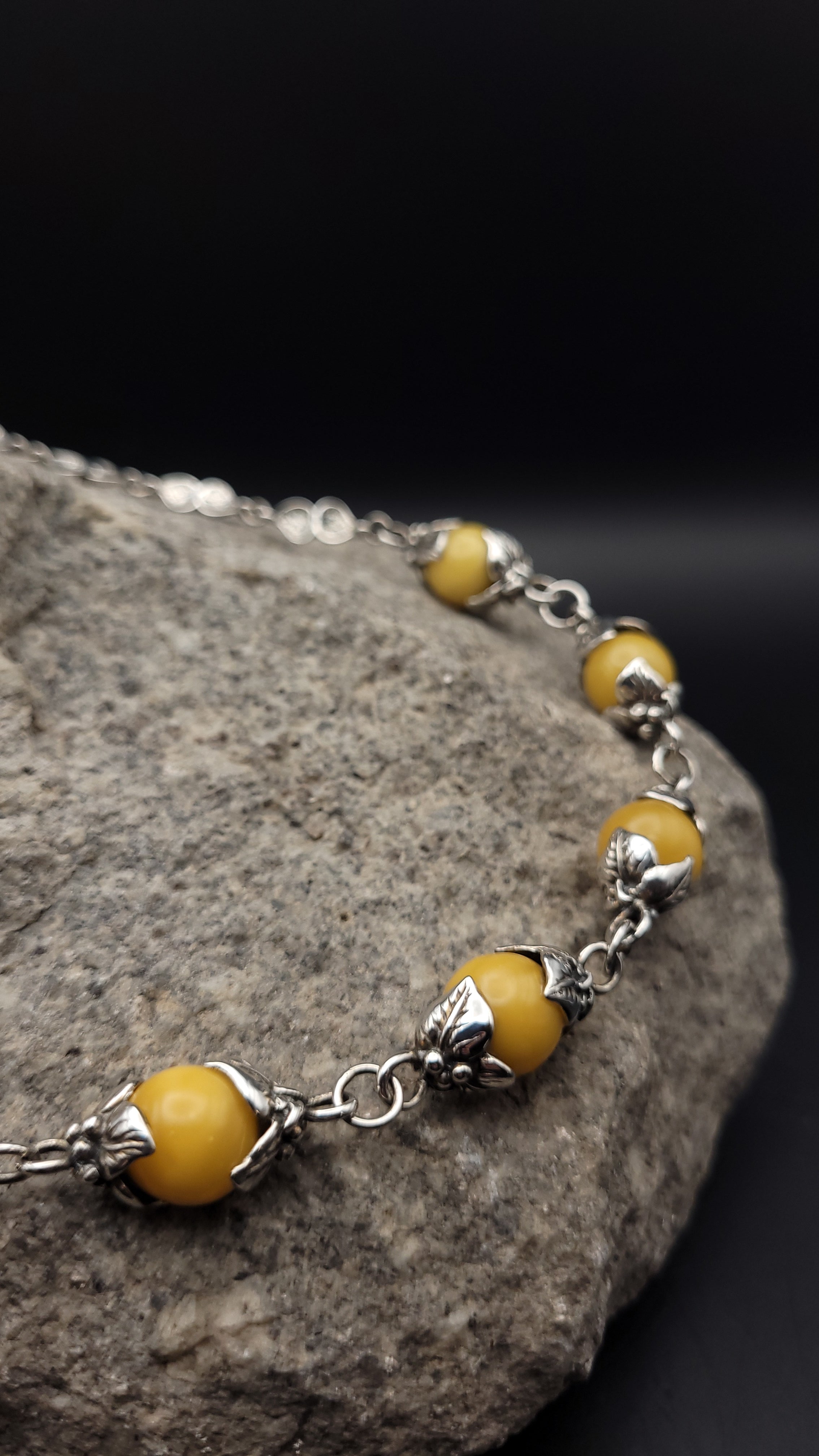 Collier "Sonnengold" · 925 Sterling Silber · Honigbernstein · Unikat