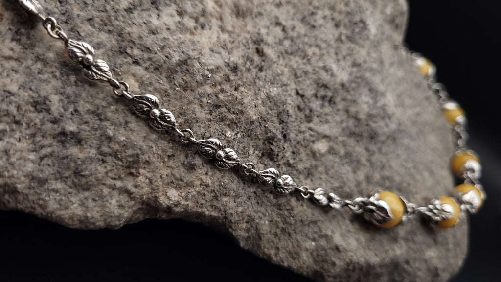 Collier "Sonnengold" · 925 Sterling Silber · Honigbernstein · Unikat