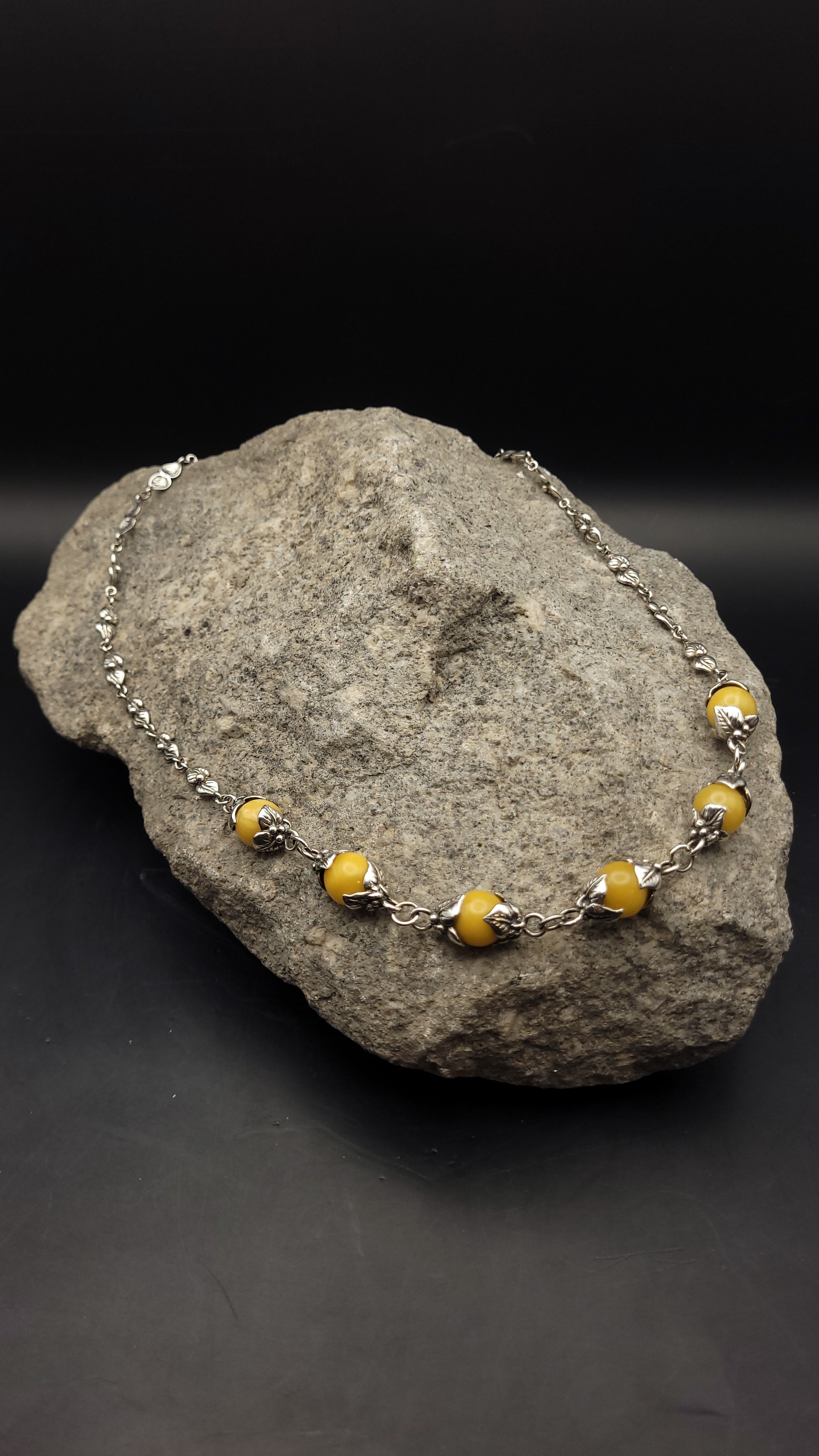 Collier "Sonnengold" · 925 Sterling Silber · Honigbernstein · Unikat