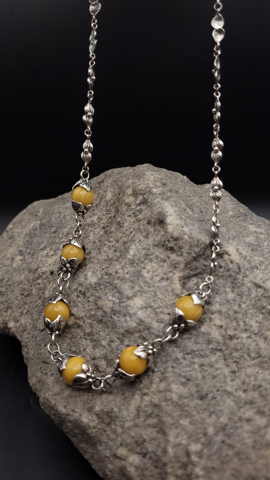 Collier "Sonnengold" · 925 Sterling Silber · Honigbernstein · Unikat