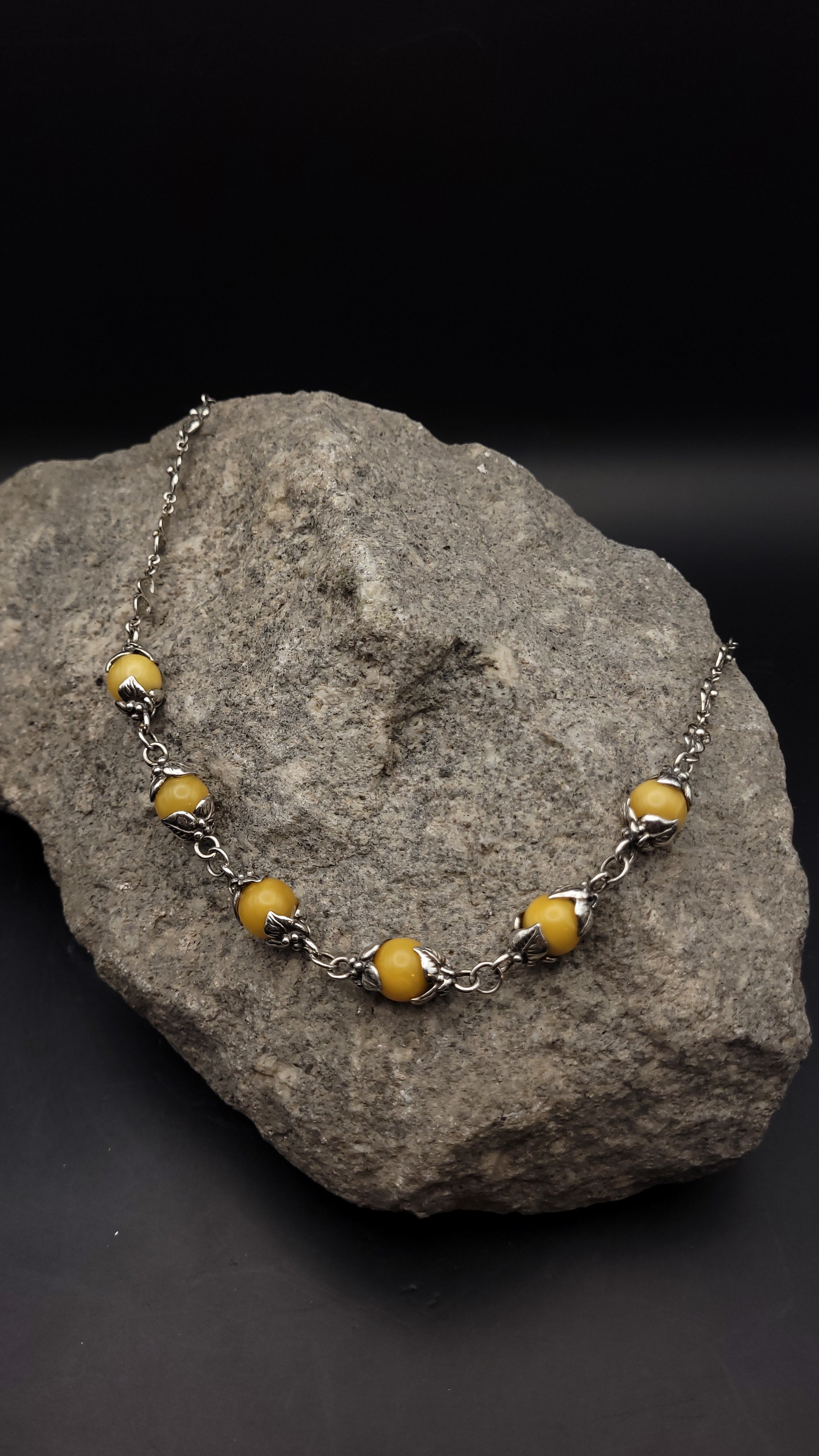 Collier "Sonnengold" · 925 Sterling Silber · Honigbernstein · Unikat