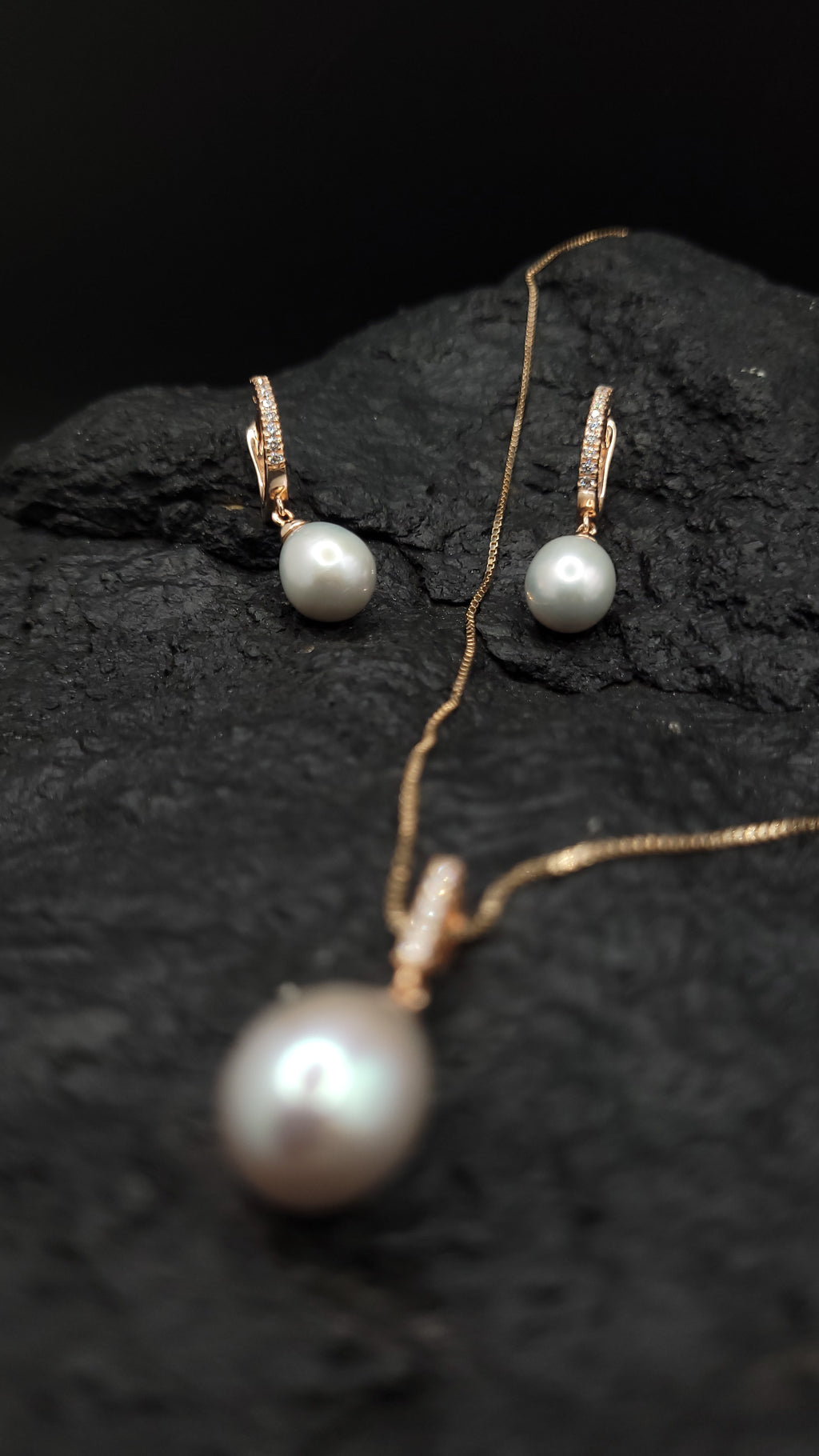 Schmuck-Set "Pearls Power" · 925 Sterling Silber · rosévergoldet · Unikat