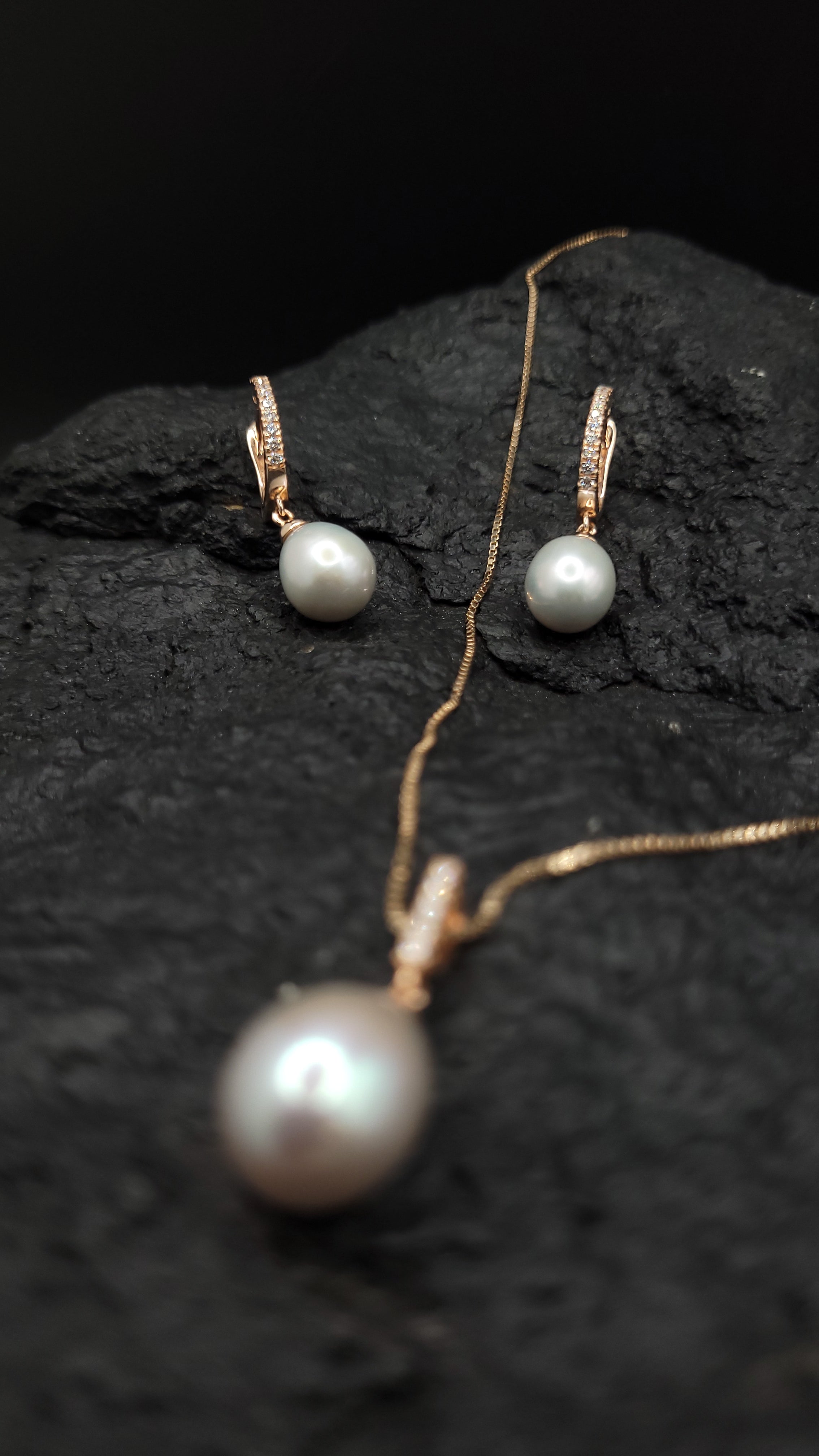 Schmuck-Set "Pearls Power" · 925 Sterling Silber · rosévergoldet · Unikat