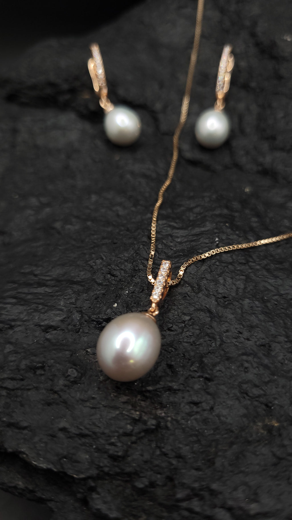 Schmuck-Set "Pearls Power" · 925 Sterling Silber · rosévergoldet · Unikat
