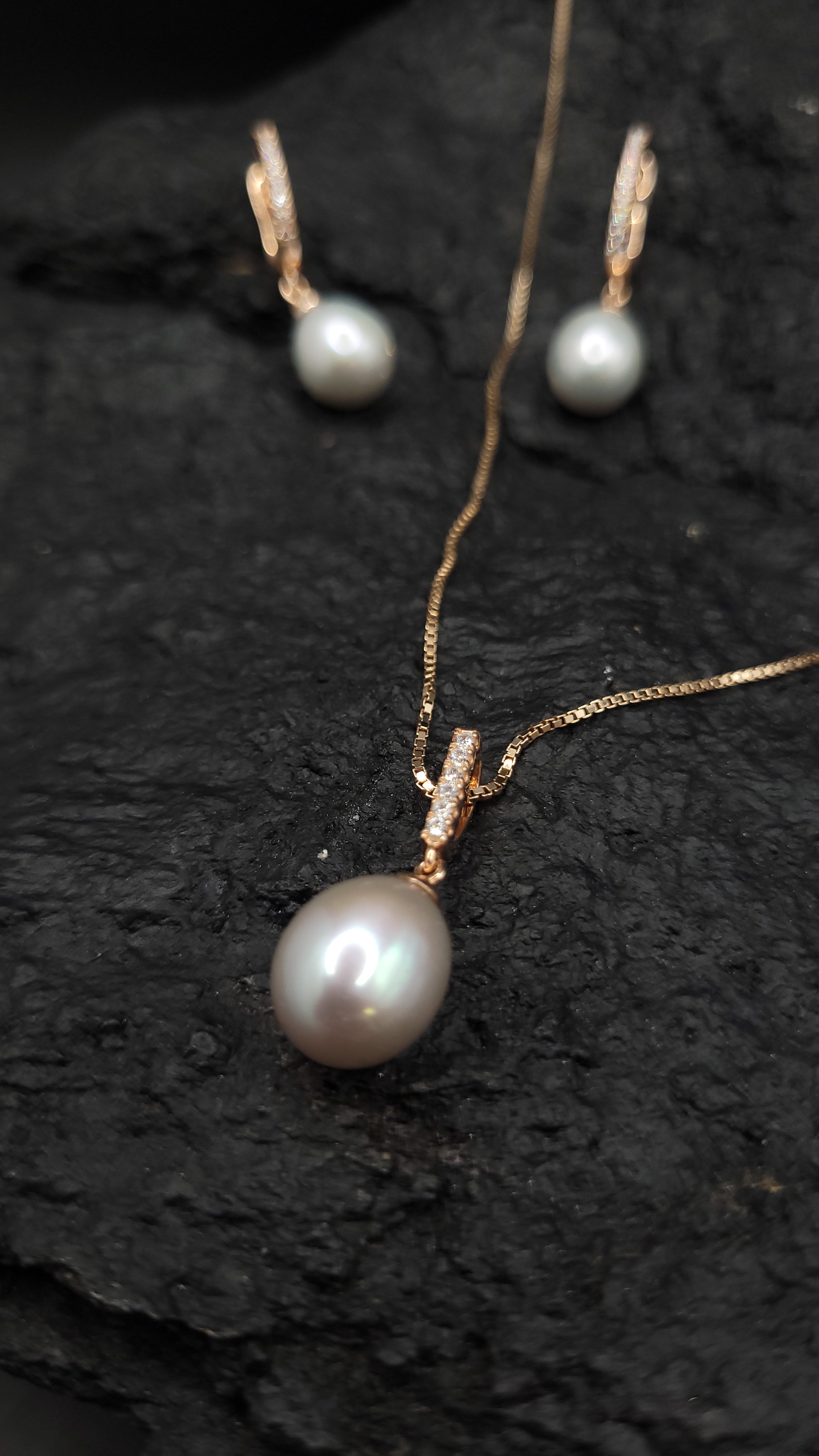 Schmuck-Set "Pearls Power" · 925 Sterling Silber · rosévergoldet · Unikat