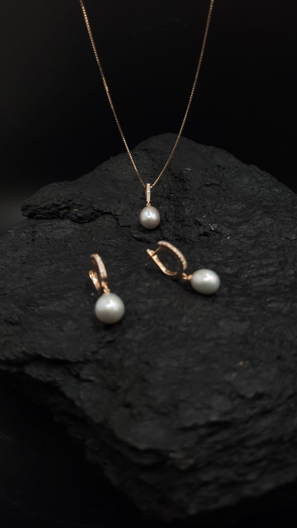 Schmuck-Set "Pearls Power" · 925 Sterling Silber · rosévergoldet · Unikat