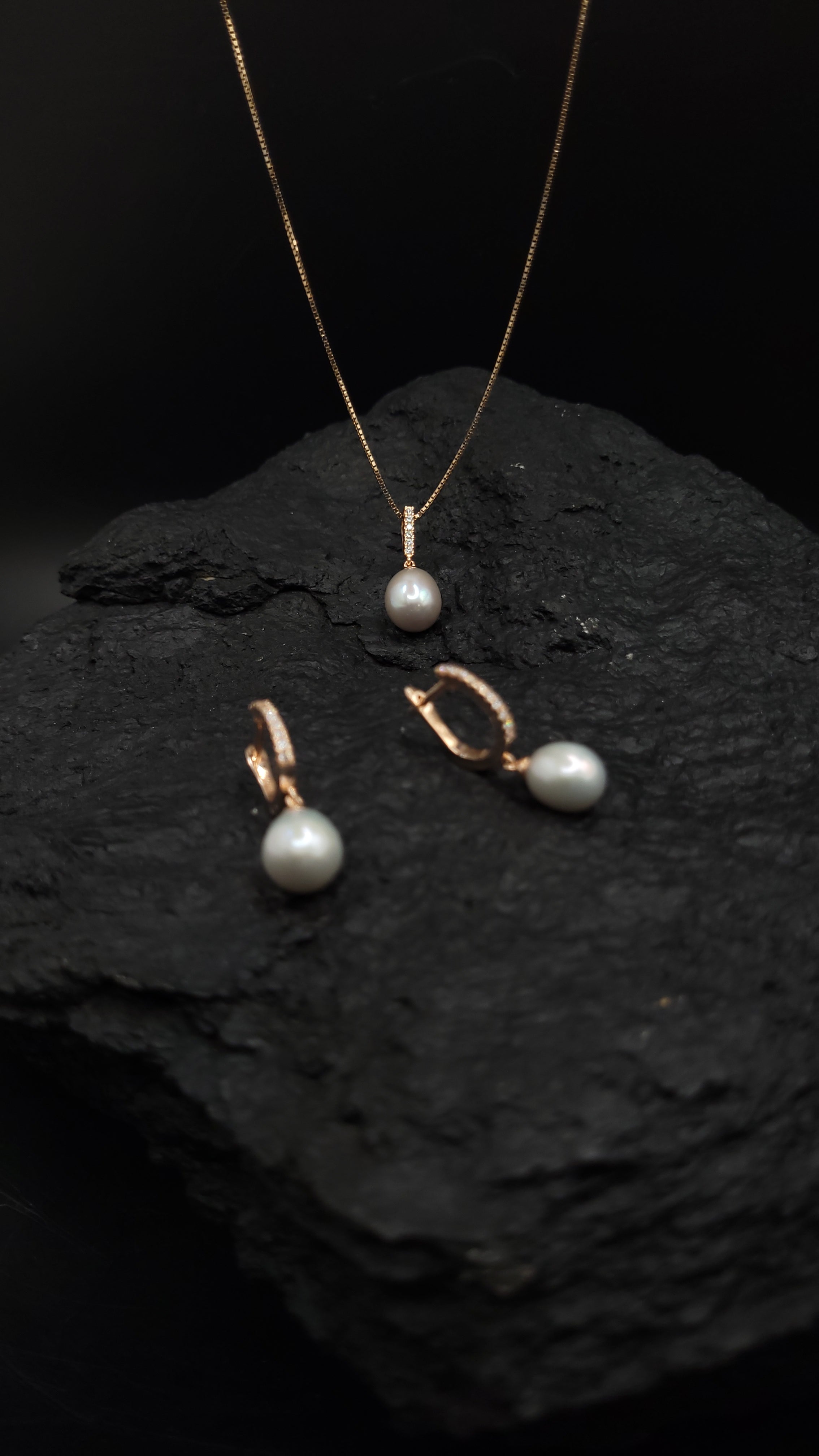 Schmuck-Set "Pearls Power" · 925 Sterling Silber · rosévergoldet · Unikat