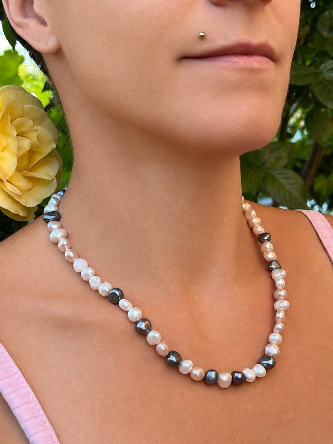 Perlenkette "Mondschimmer" · 925 Sterling Silber · Süßwasser Zuchtperlen