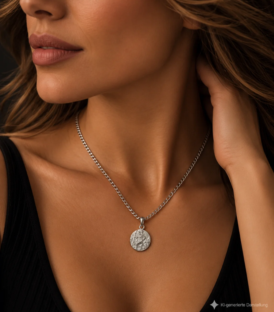 925 Sterling Silber Doppeltanhänger Schutzpatron | Gravur | unisex