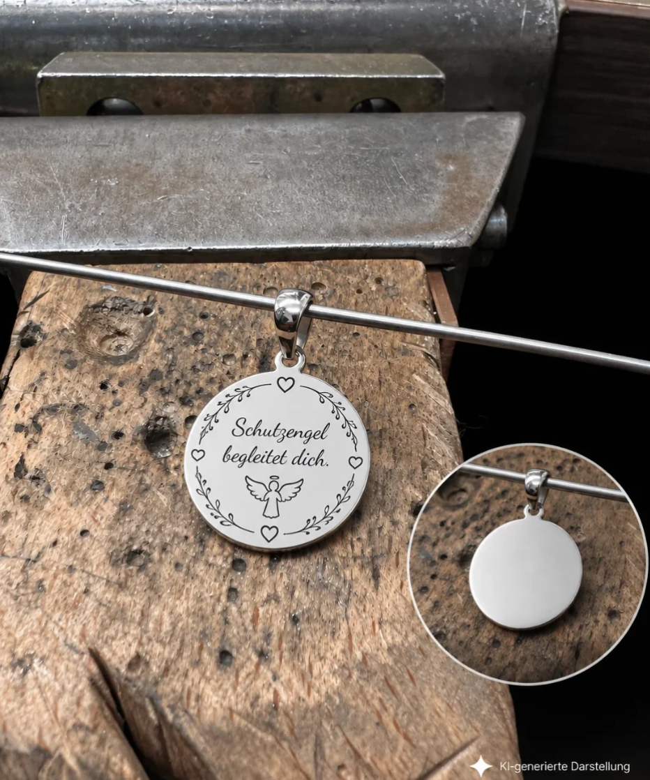 925 Sterling Silber Doppeltanhänger Schutzengel | Gravur | unisex