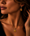 Schmuck-Set "Amber Power" · 925 Sterling Silber · vergoldet · Unikat