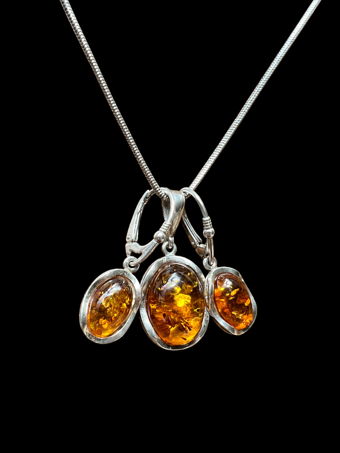 Schmuck-Set "Amber Power" · 925 Sterling Silber · Unikat